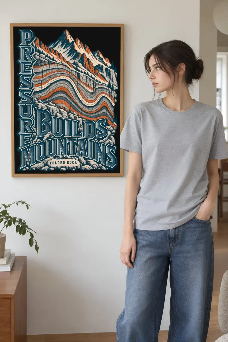"Pressure Builds Mountains" Premium Wooden Framed Poster