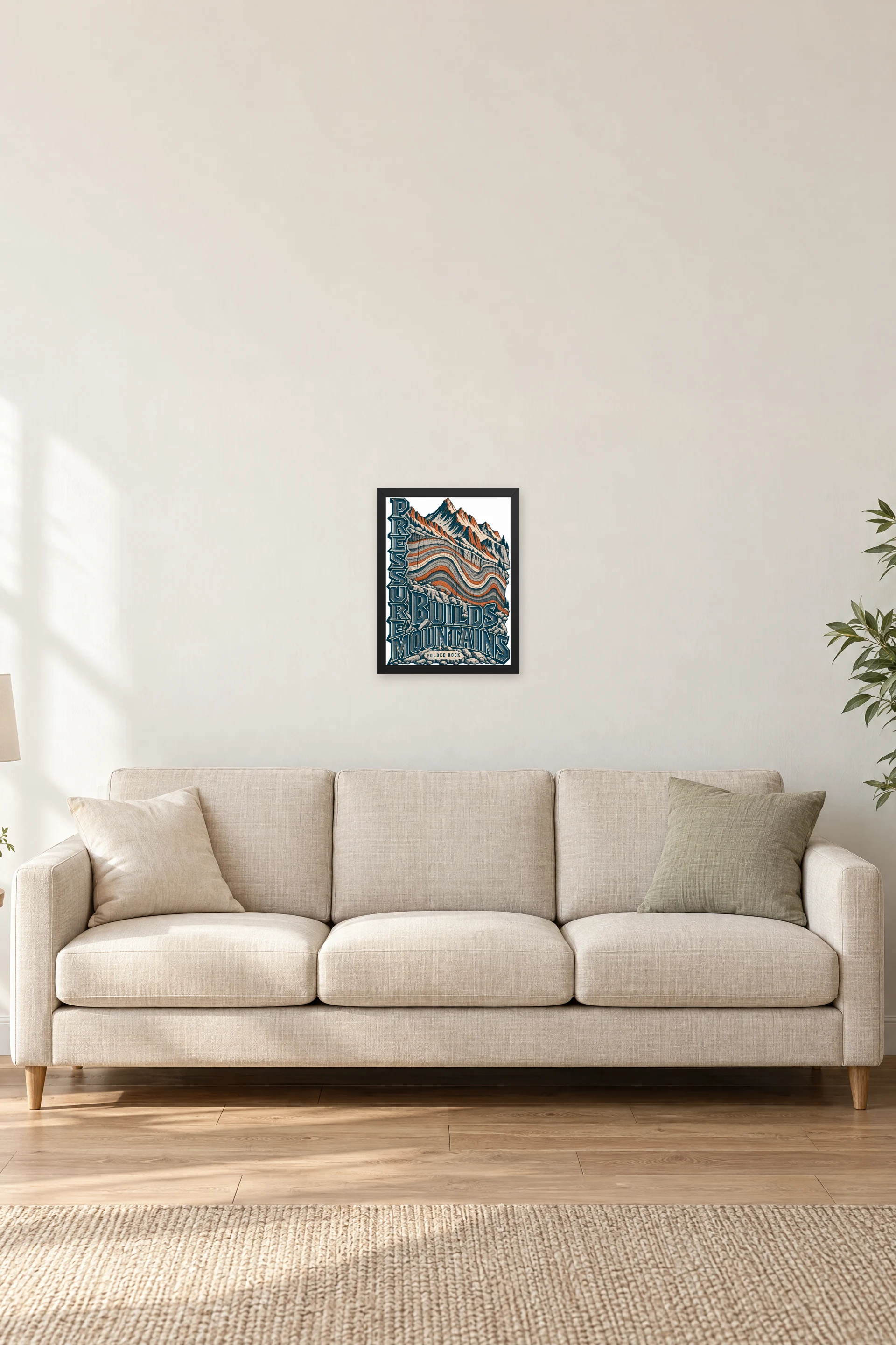 "Pressure Builds Mountains" Premium Wooden Framed Poster — Black frame, 12 × 16 in