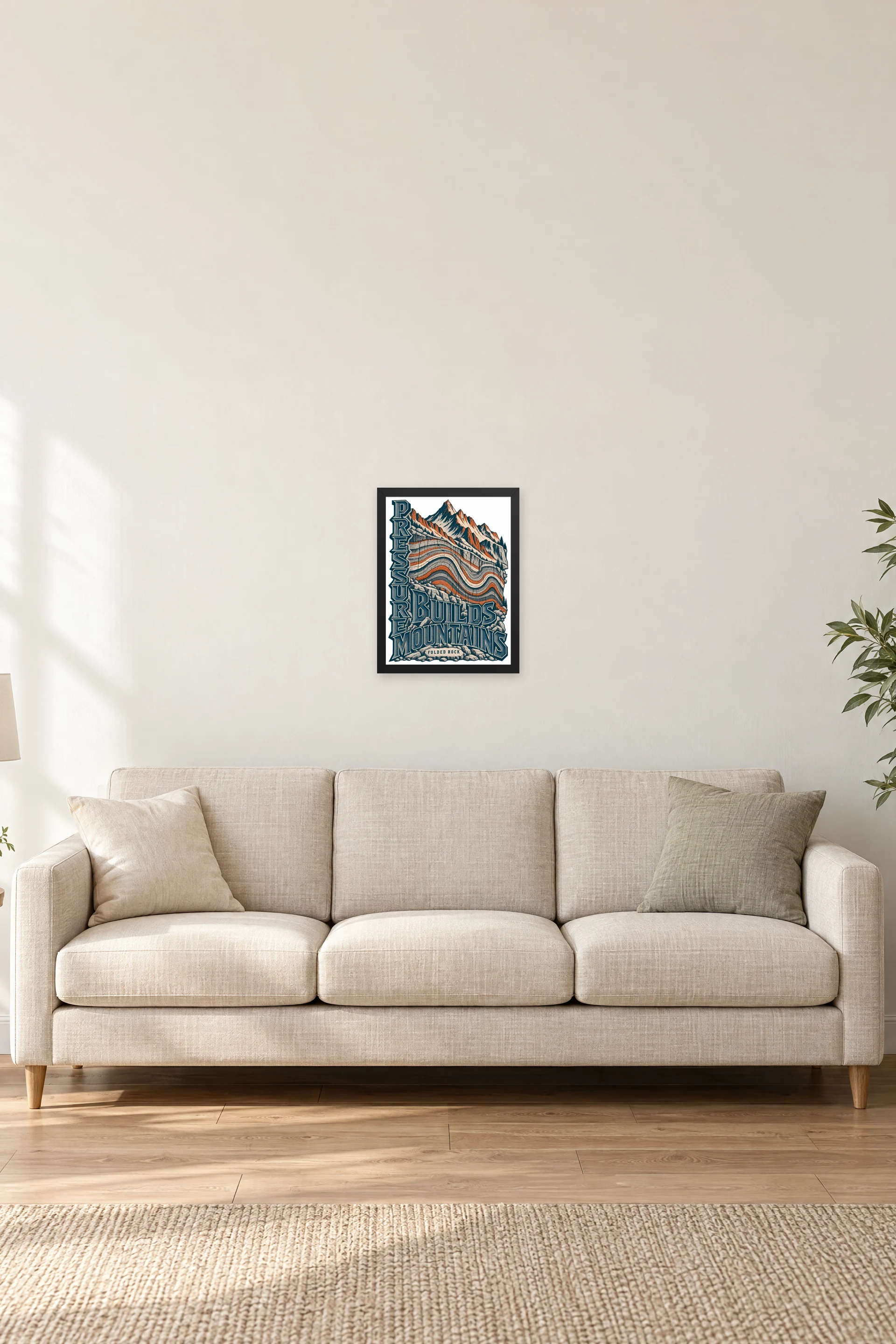 "Pressure Builds Mountains" Premium Wooden Framed Poster — Black frame, 12 × 16 in