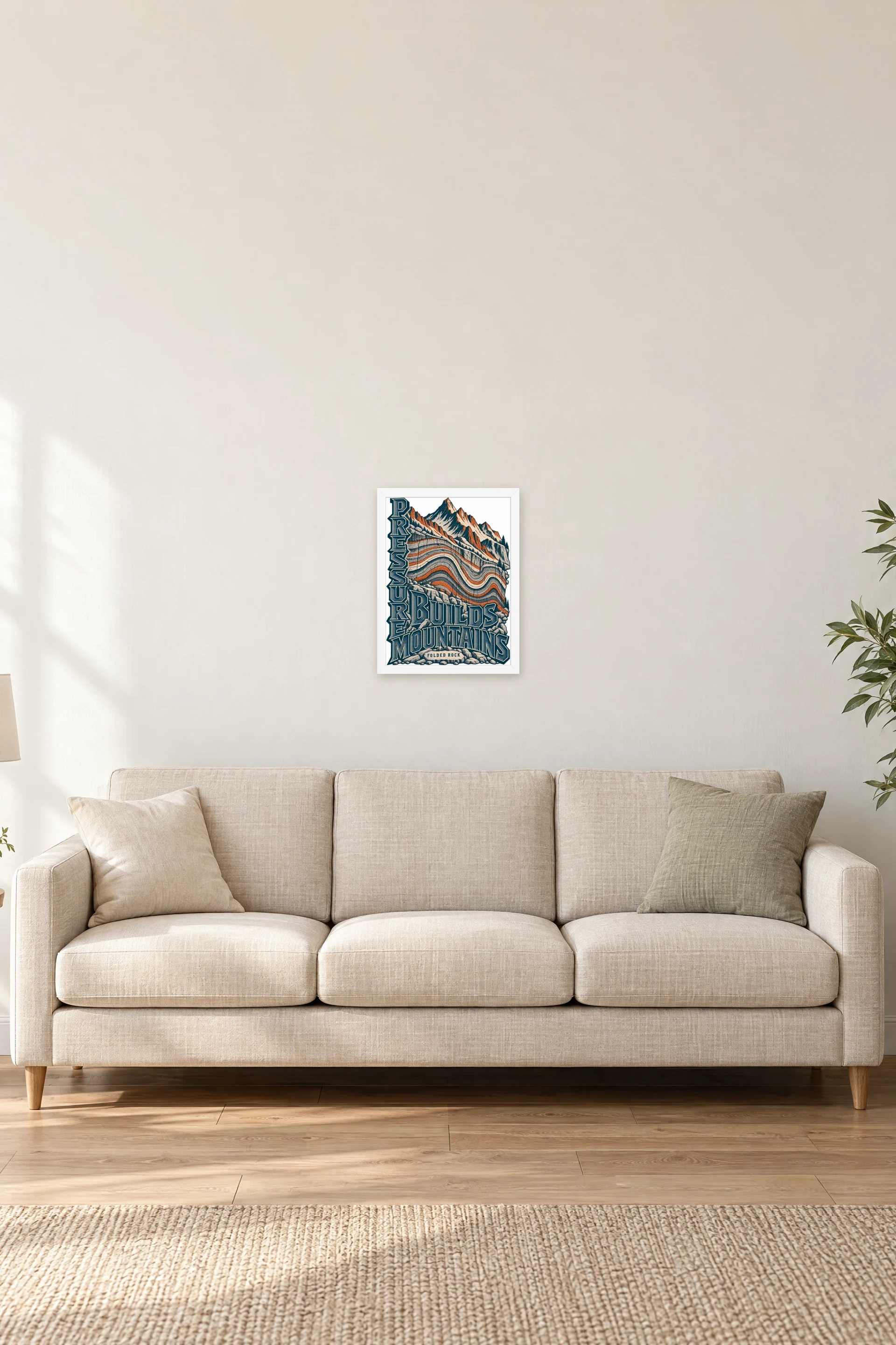 "Pressure Builds Mountains" Premium Wooden Framed Poster — White frame, 12 × 16 in