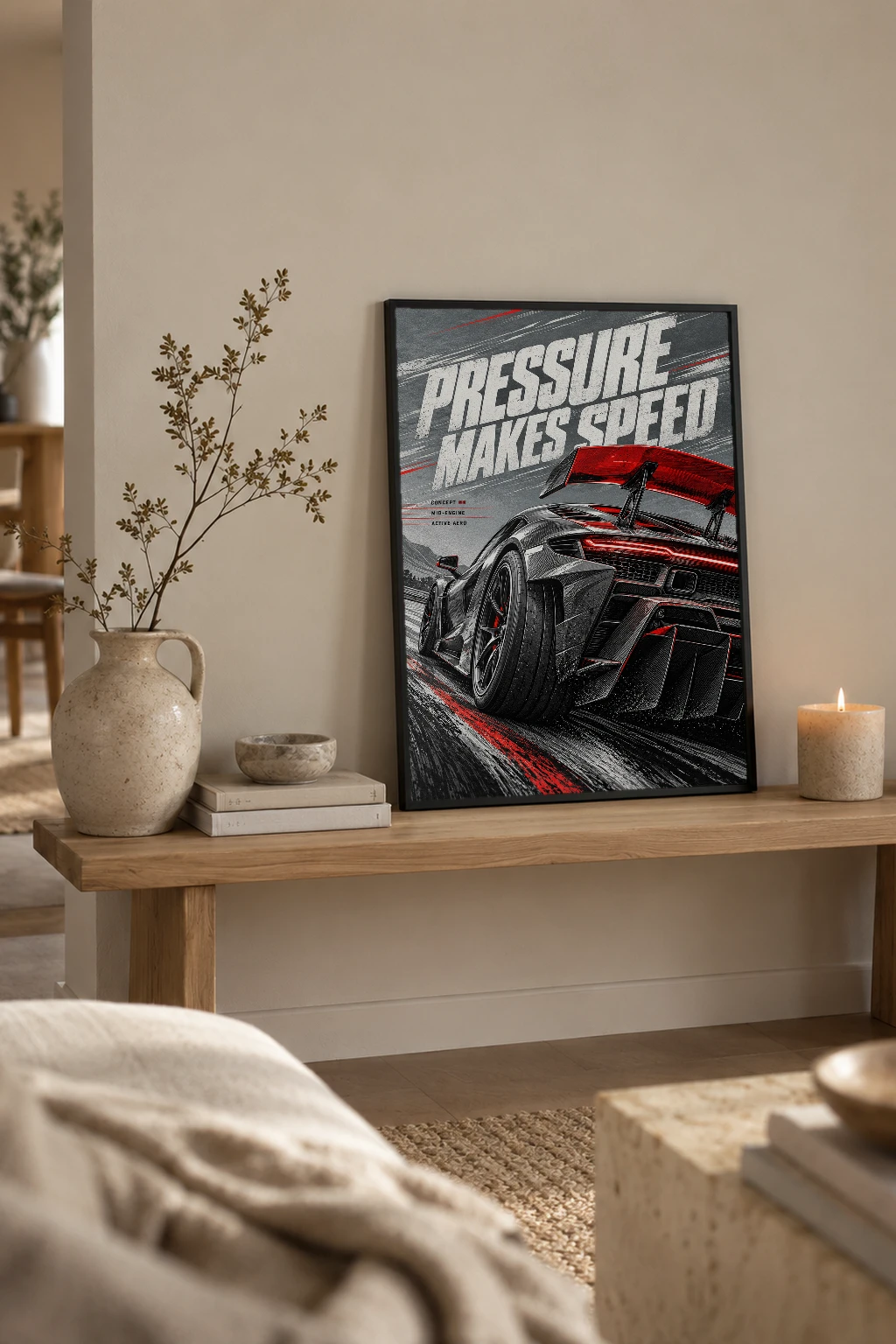 "Pressure Makes Speed" Premium Wooden Framed Poster