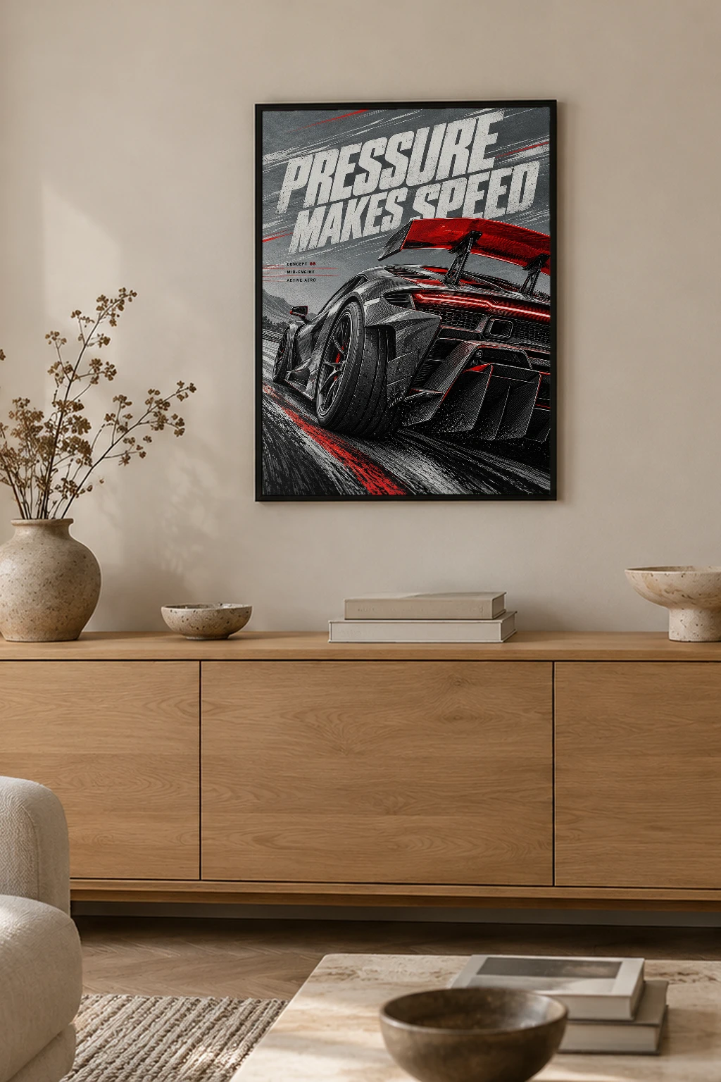 "Pressure Makes Speed" Premium Wooden Framed Poster