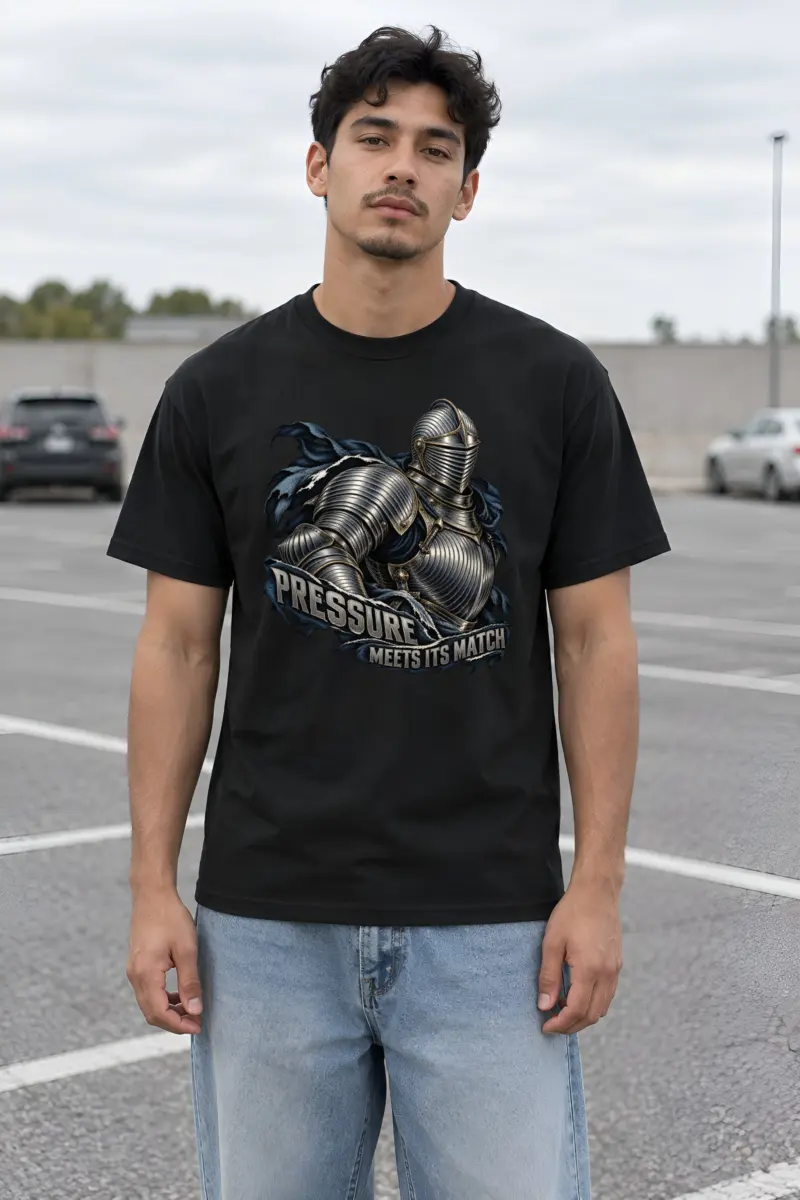 “Pressure Meets Its Match” Heavyweight Unisex Crewneck T-shirt