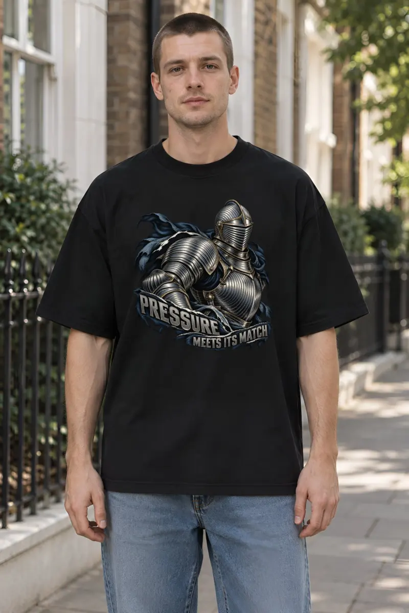 "Pressure Meets Its Match" Unisex Oversized Heavyweight Crewneck T-Shirt
