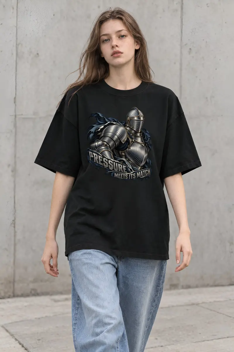 "Pressure Meets Its Match" Unisex Oversized Heavyweight Crewneck T-Shirt