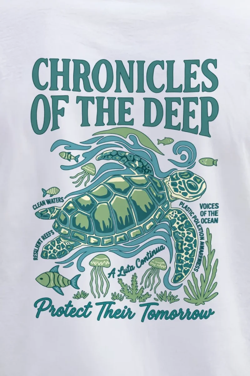 "Protect Their Tomorrow" Heavyweight Unisex Crewneck T-shirt - the graphic up close