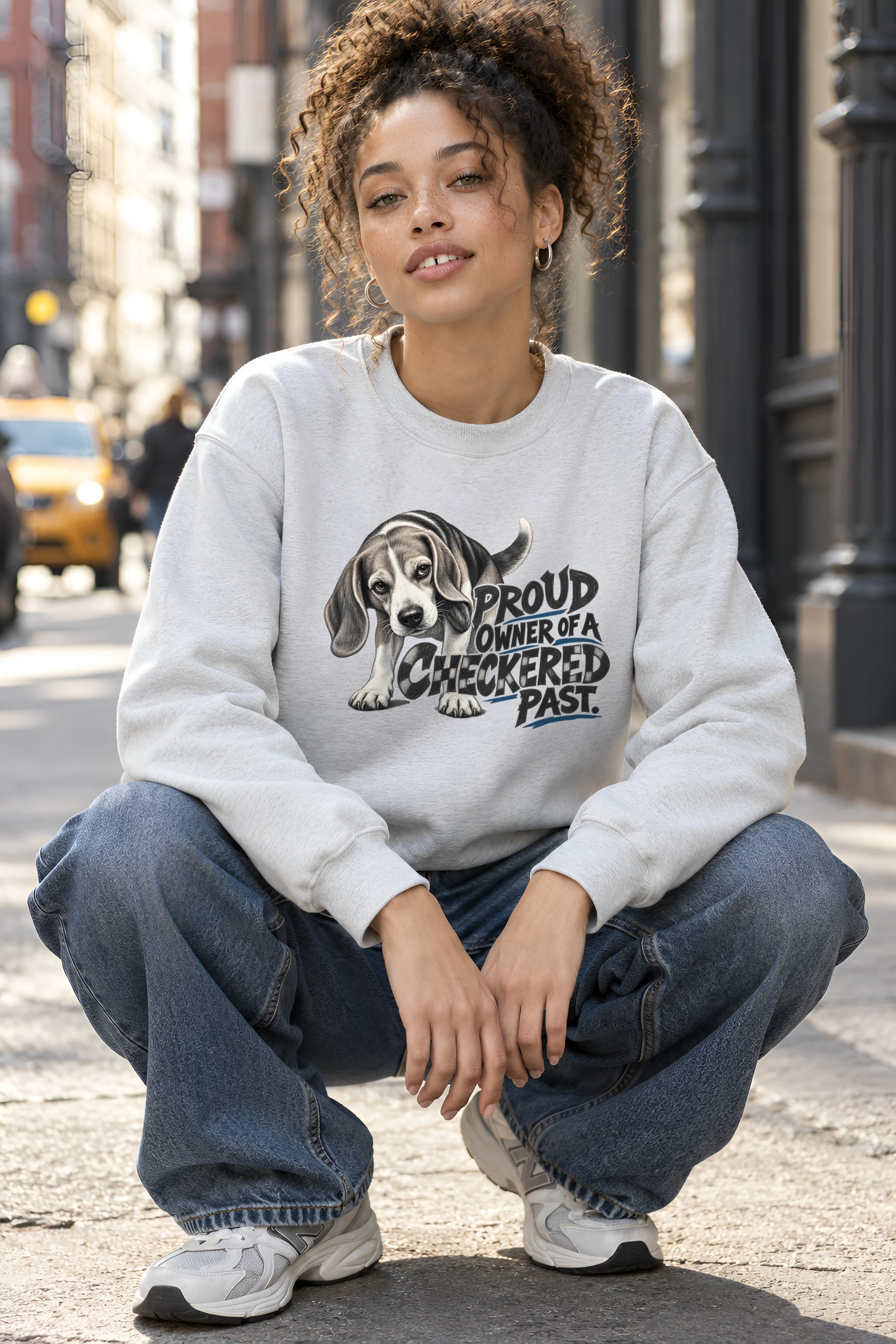 "Proud Owner of a Checkered Past" Heavy Blend Unisex Crewneck Sweatshirt