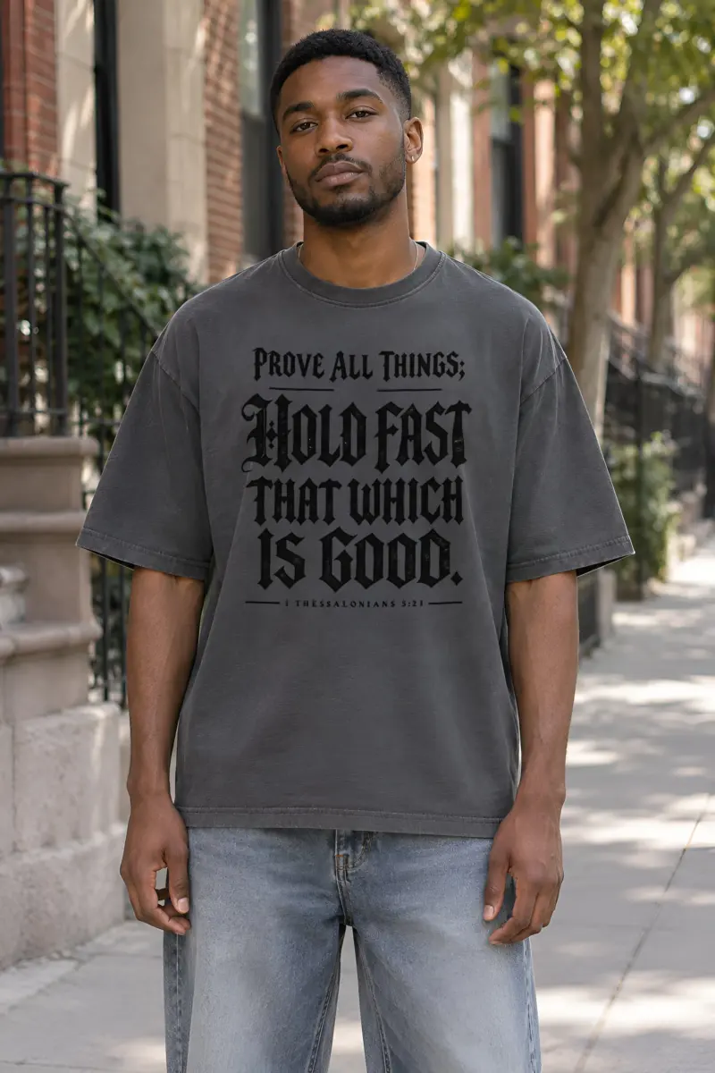 "Prove All Things Hold Fast" Unisex Oversized Heavyweight Crewneck T-Shirt