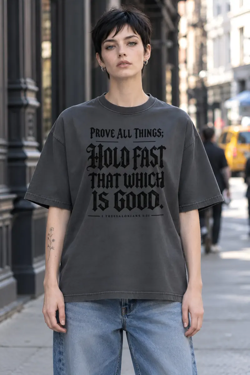 "Prove All Things Hold Fast" Unisex Oversized Heavyweight Crewneck T-Shirt