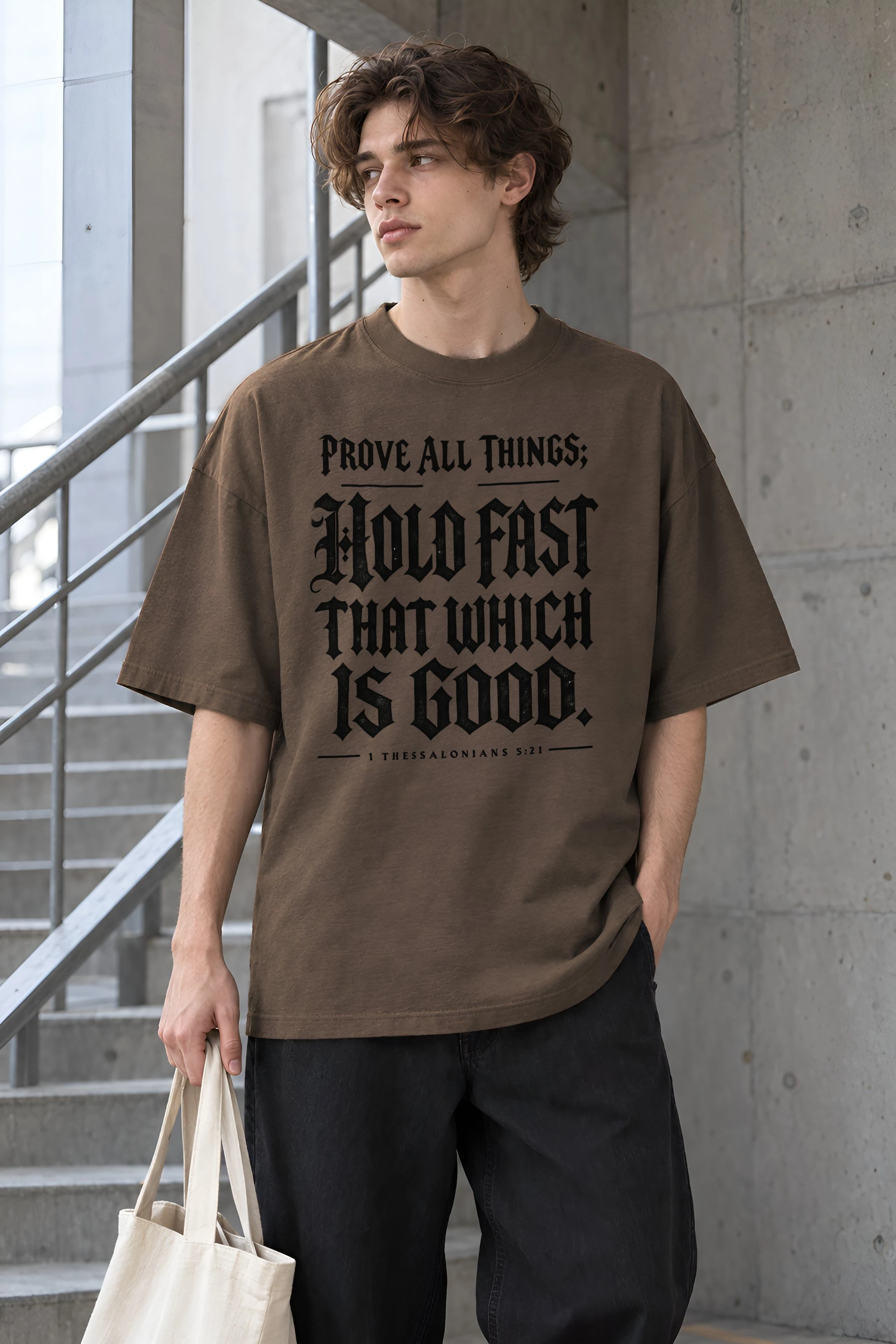 "Prove All Things Hold Fast" Unisex Oversized Heavyweight Crewneck T-Shirt