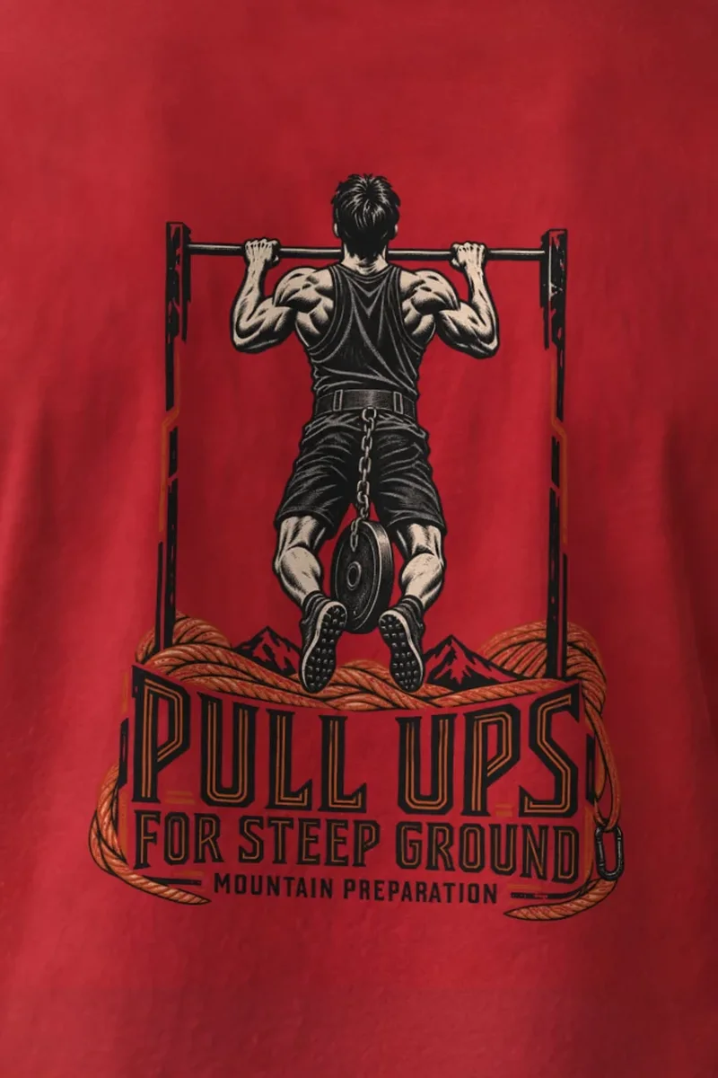 "Pull Ups for Steep Ground" Heavyweight Unisex Crewneck T-shirt - the graphic up close