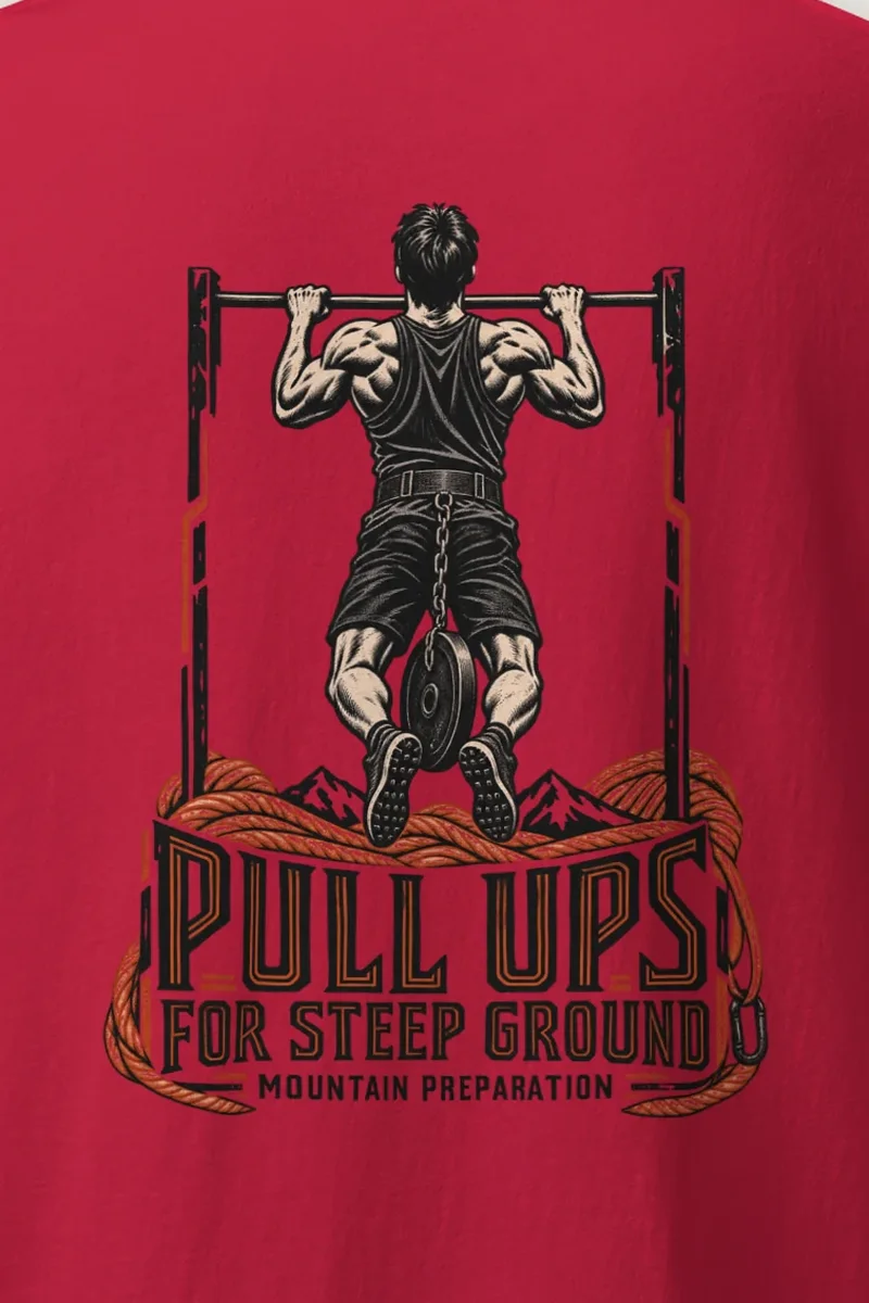 "Pull Ups for Steep Ground" Heavyweight Unisex Crewneck T-shirt - the graphic up close