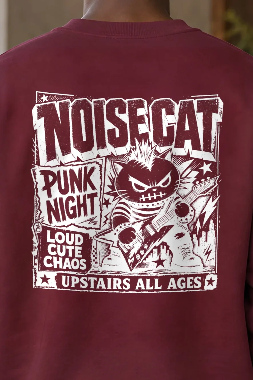 "Punk Cat Guitar" 1 Crewneck Sweatshirt - the graphic up close