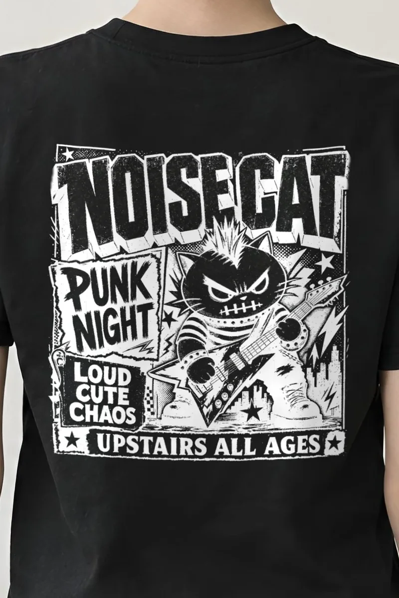 "Punk Cat Guitar" Heavyweight Unisex Crewneck T-shirt