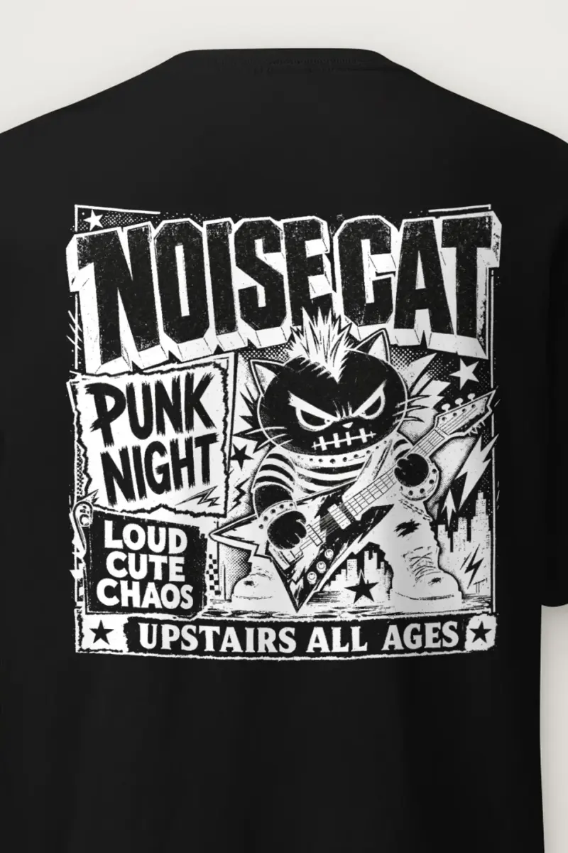 "Punk Cat Guitar" Heavyweight Unisex Crewneck T-shirt