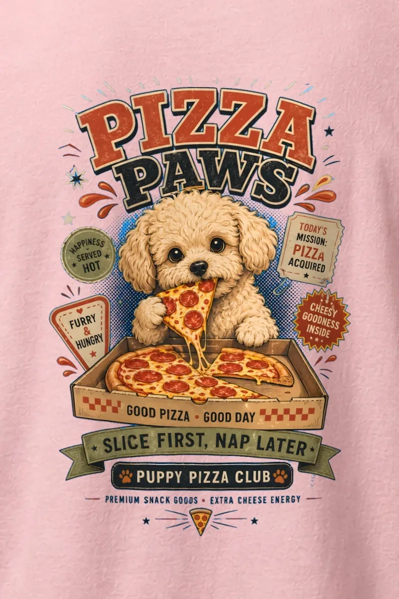 "Puppy Pizza Club" Heavyweight Unisex Crewneck T-shirt