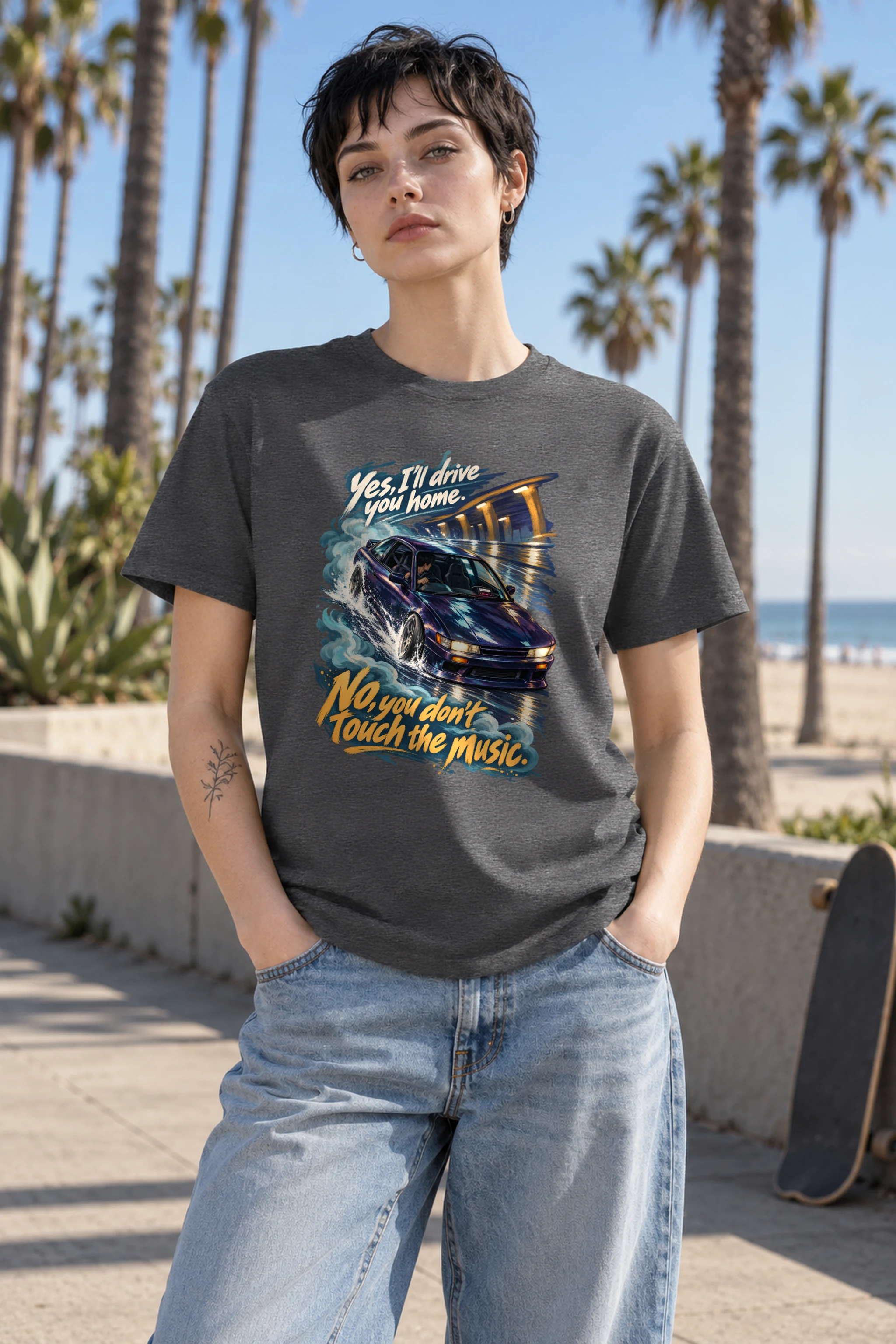 "Purple Coupe Drift" Heavyweight Unisex Crewneck T-shirt