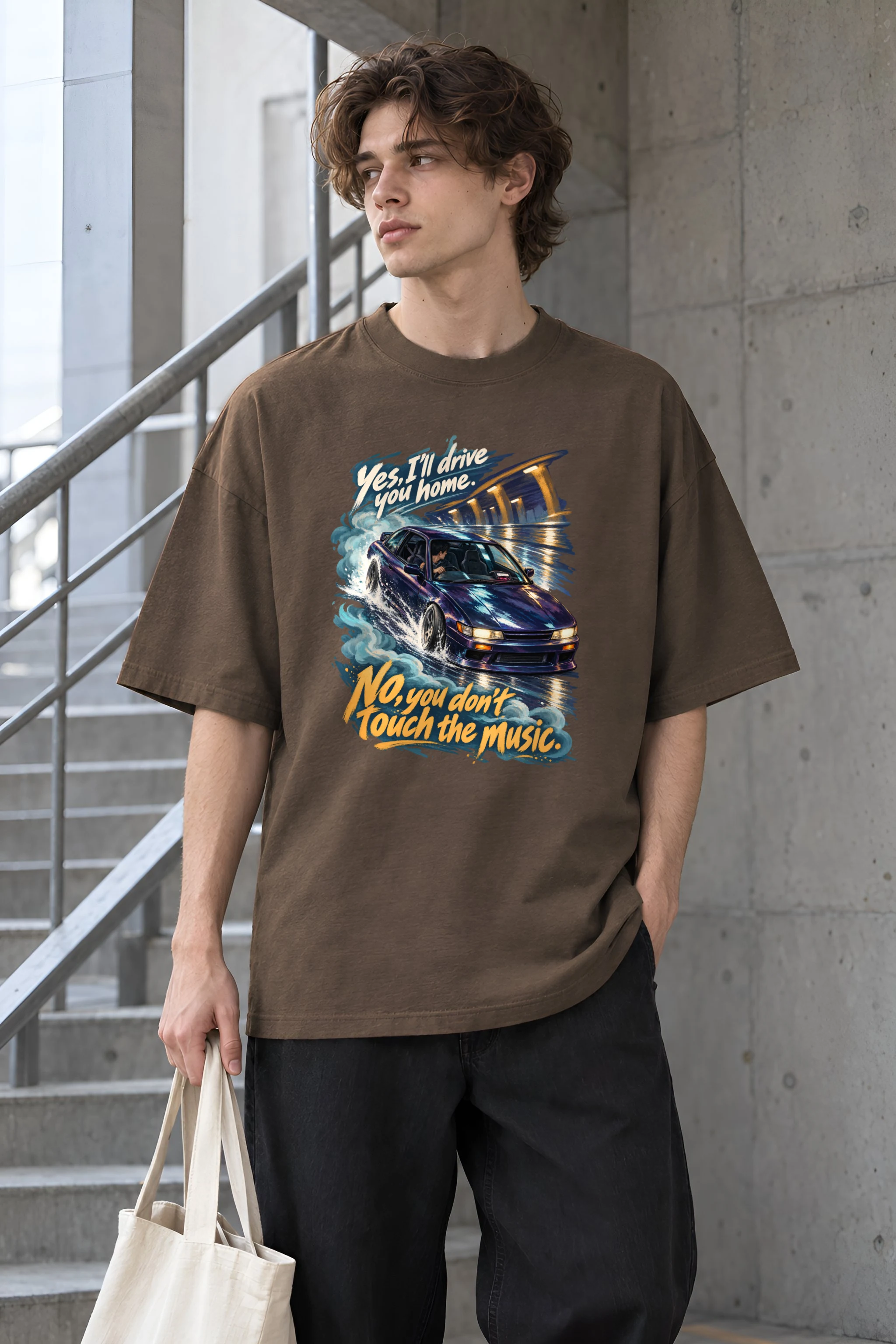 "Purple Coupe Drift" Unisex Oversized Heavyweight Crewneck T-Shirt