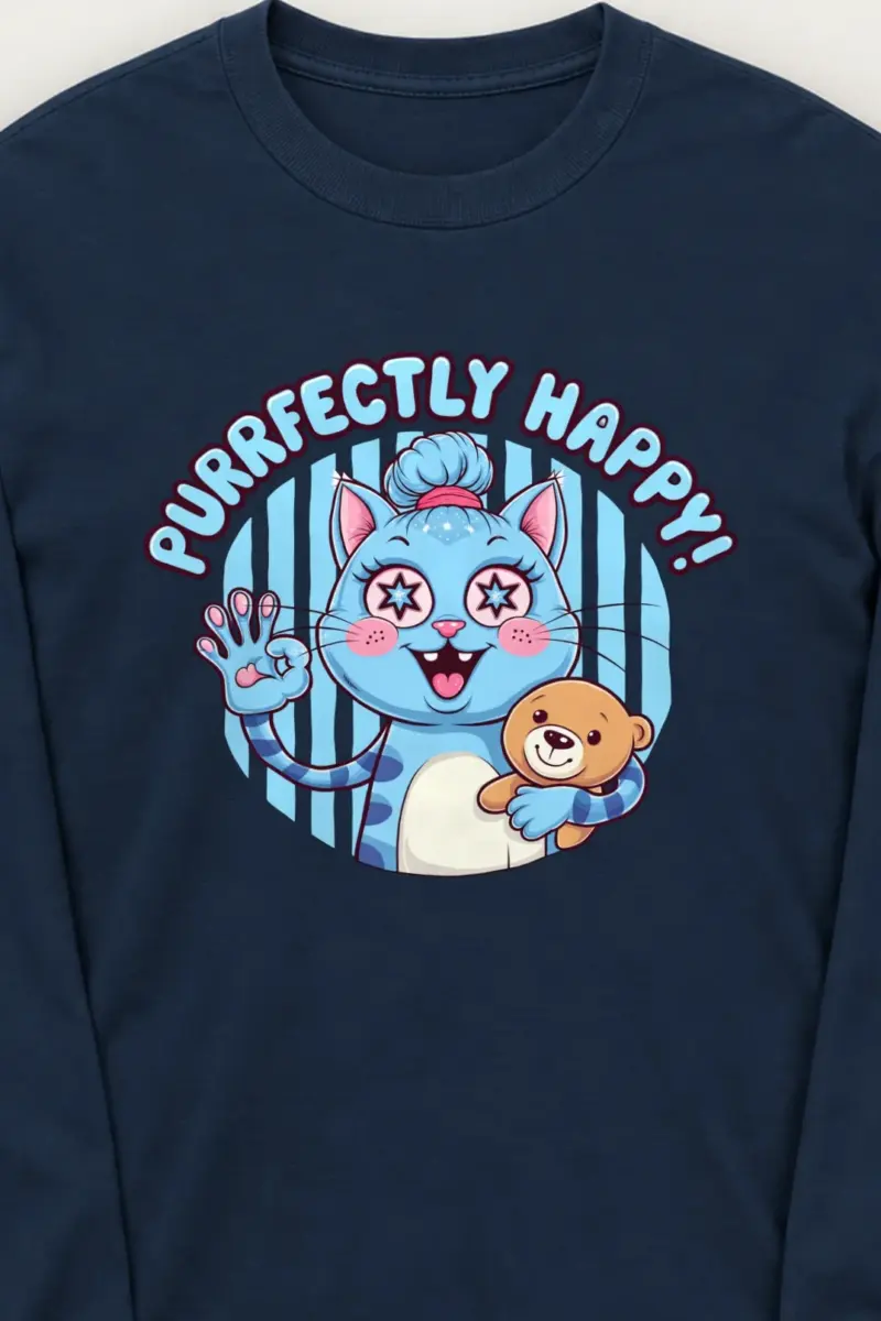 "Purrfectly Happy Cat" Unisex Longsleeve T-shirt