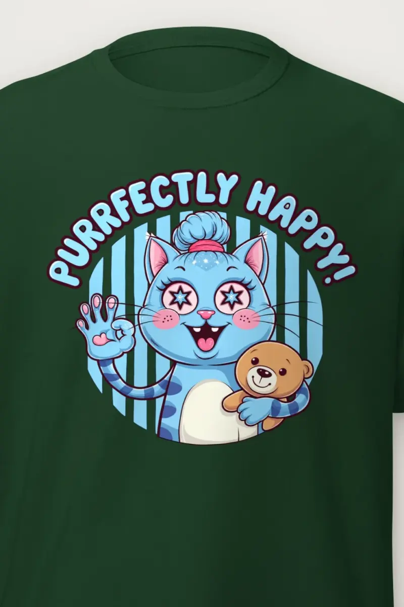 "Purrfectly Happy" Heavyweight Unisex Crewneck T-shirt
