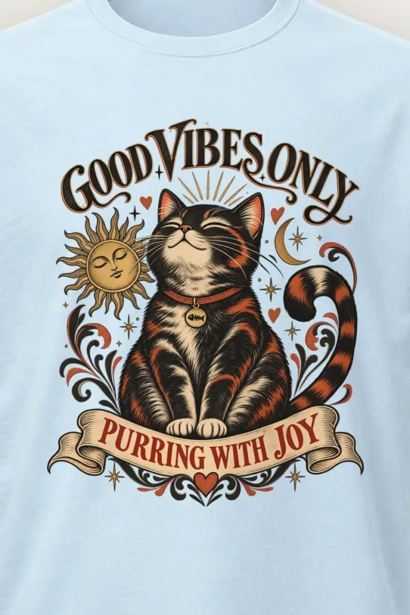 "Purring With Joy" Heavyweight Unisex Crewneck T-shirt