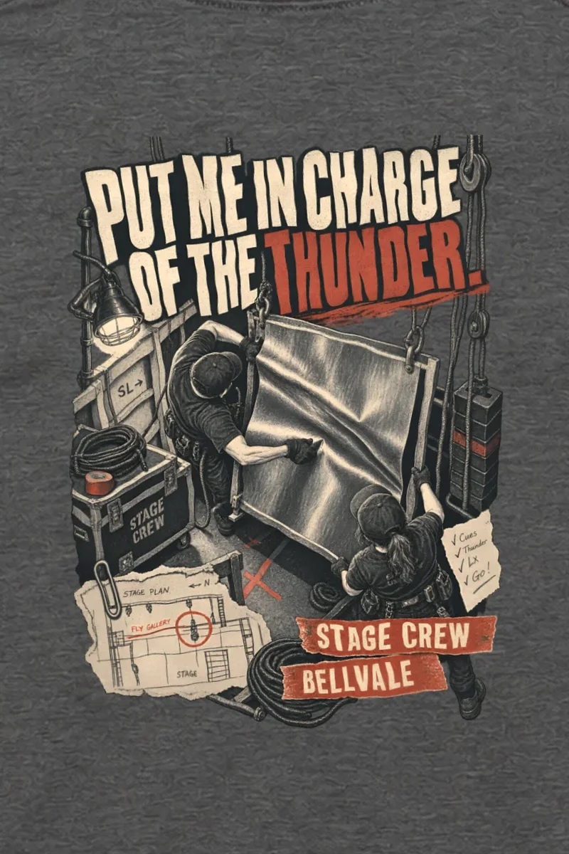 "Put Me in Charge of the Thunder" Unisex Longsleeve T-shirt - the graphic up close