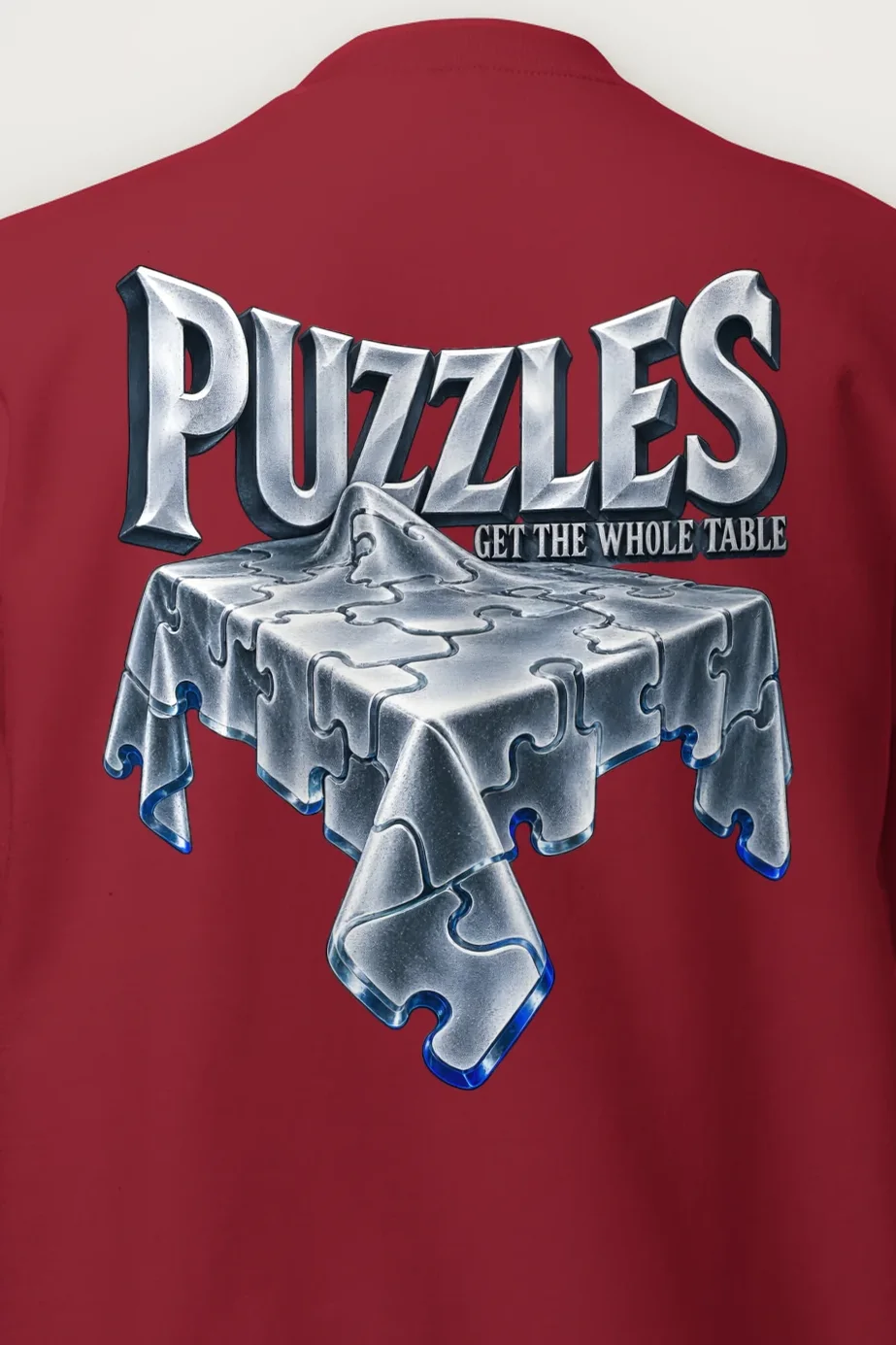 "Puzzles Get The Whole Table" Heavy Blend Unisex Crewneck Sweatshirt - the graphic up close
