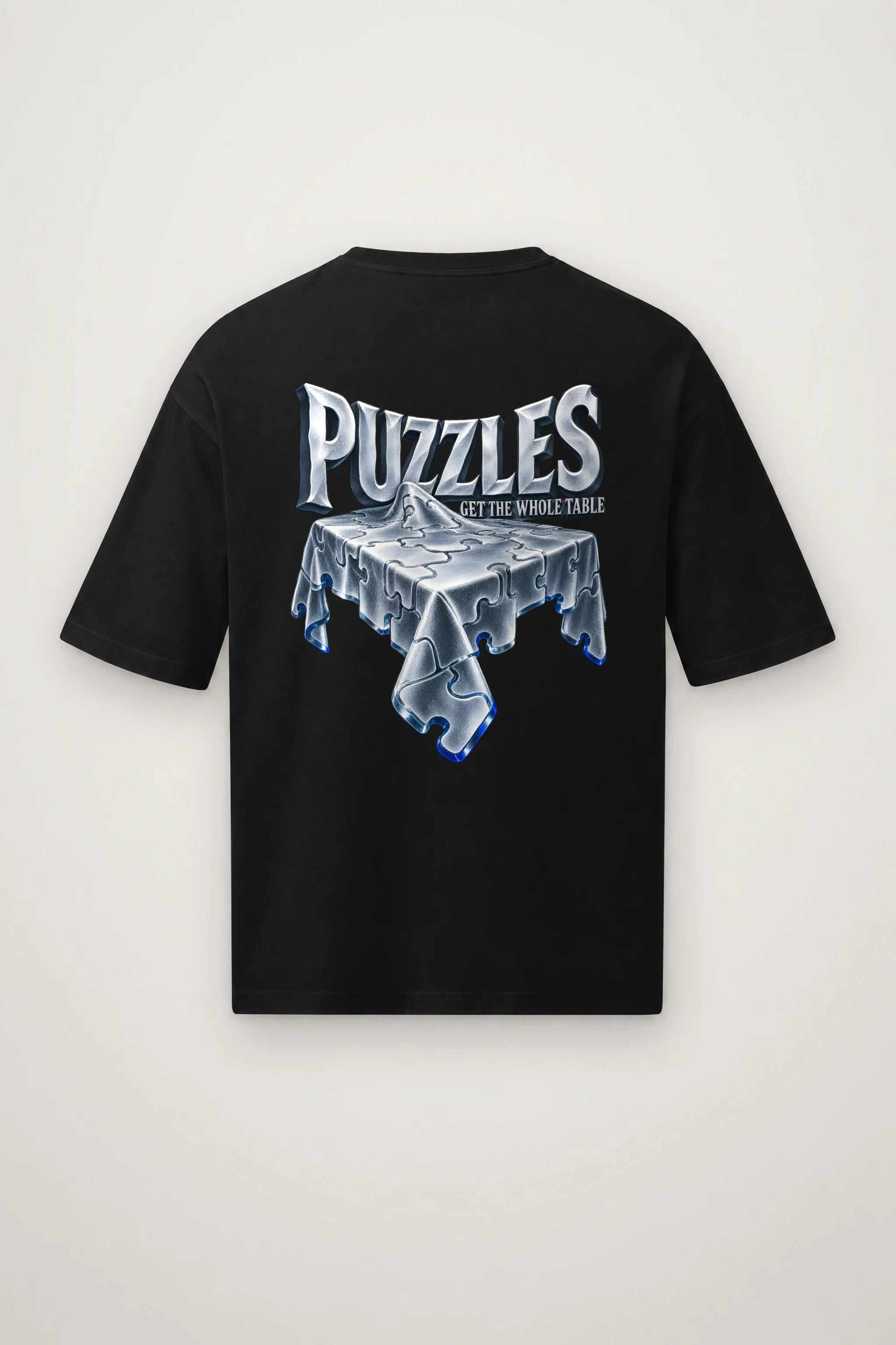 "Puzzles Get the Whole Table" Men's Oversized Heavyweight Crewneck T-Shirt
