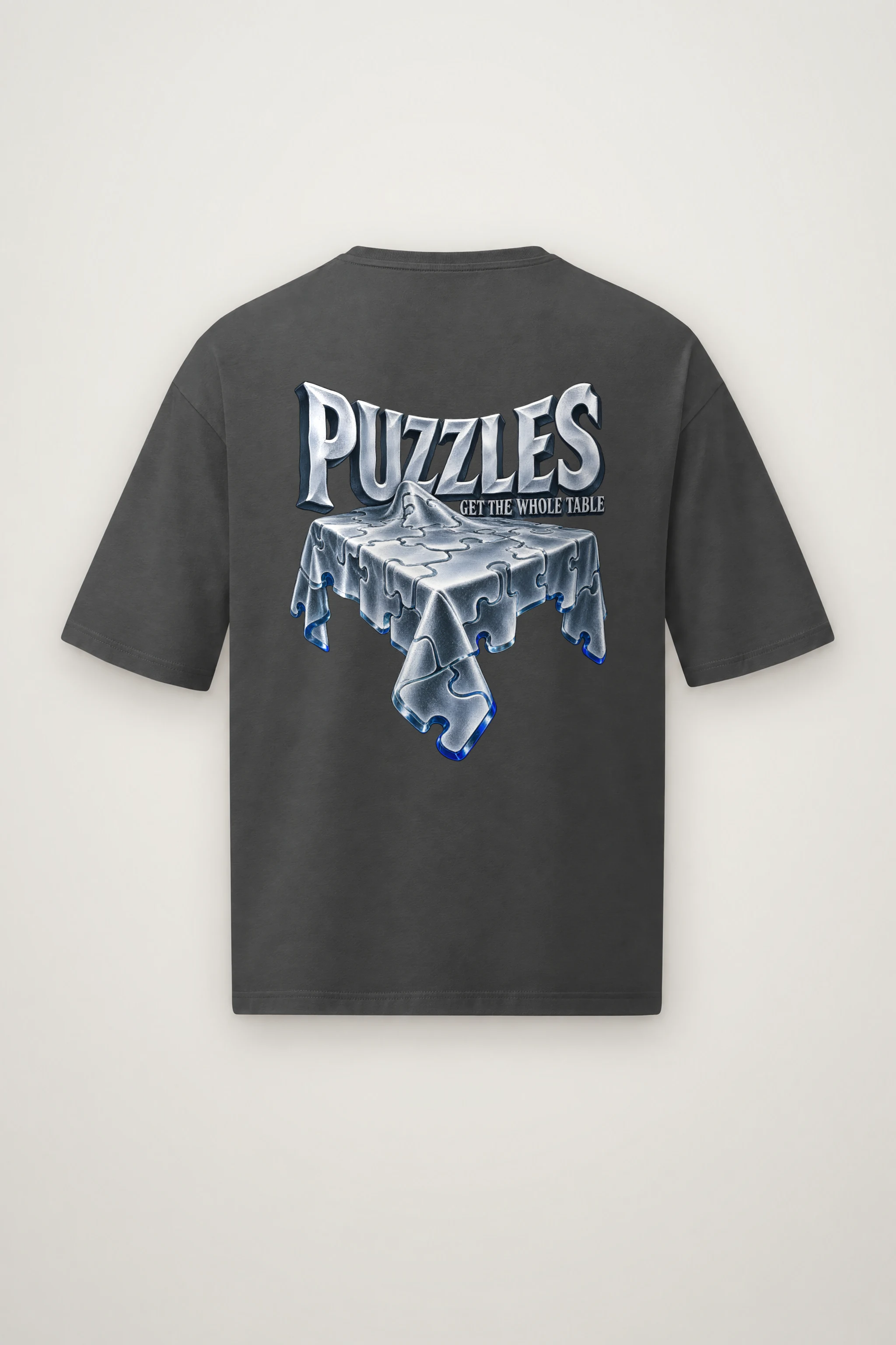 "Puzzles Get the Whole Table" Men's Oversized Heavyweight Crewneck T-Shirt
