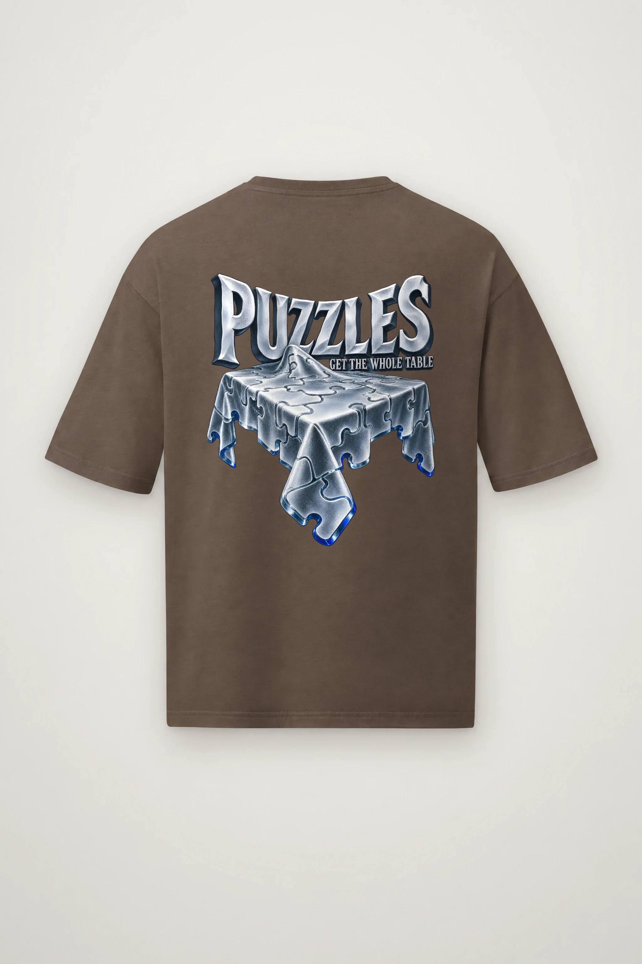 "Puzzles Get the Whole Table" Men's Oversized Heavyweight Crewneck T-Shirt