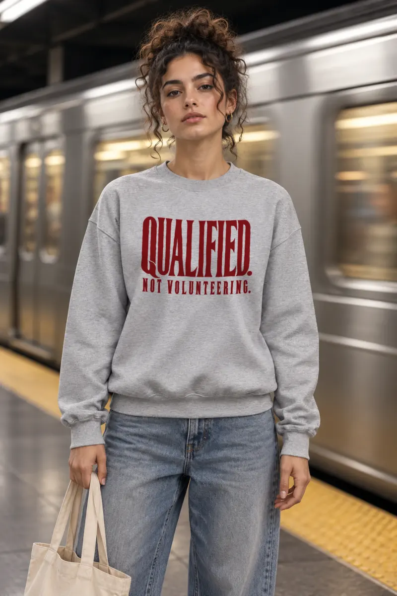 "Qualified. Not Volunteering." Heavy Blend Unisex Crewneck Sweatshirt