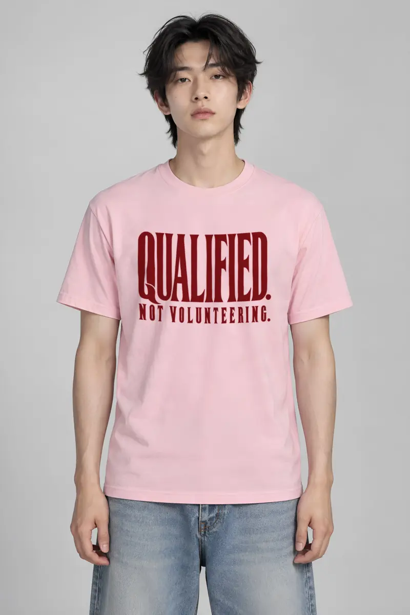 "Qualified. Not Volunteering." Heavyweight Unisex Crewneck T-shirt