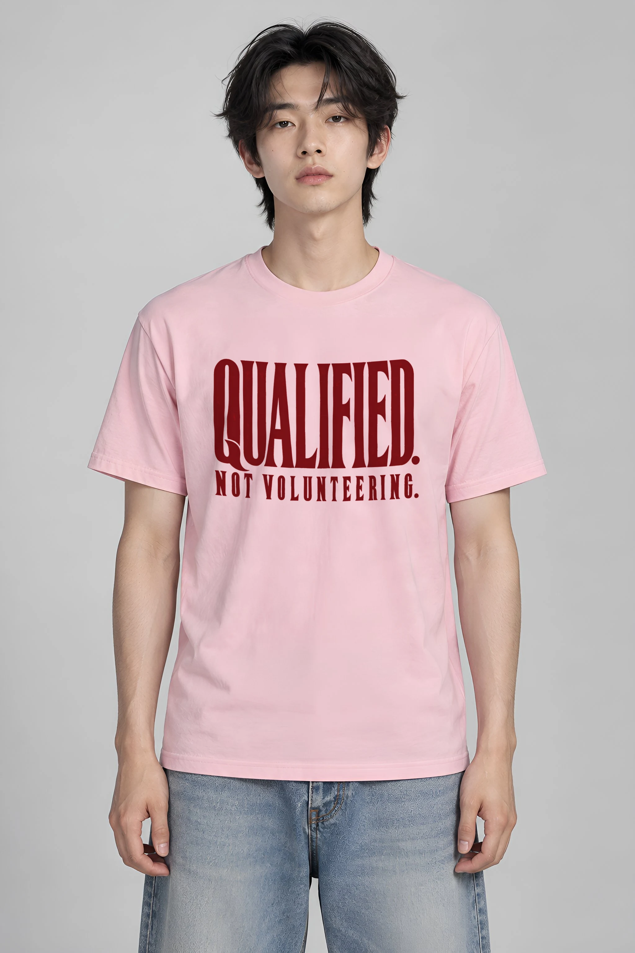 "Qualified. Not Volunteering." Heavyweight Unisex Crewneck T-shirt