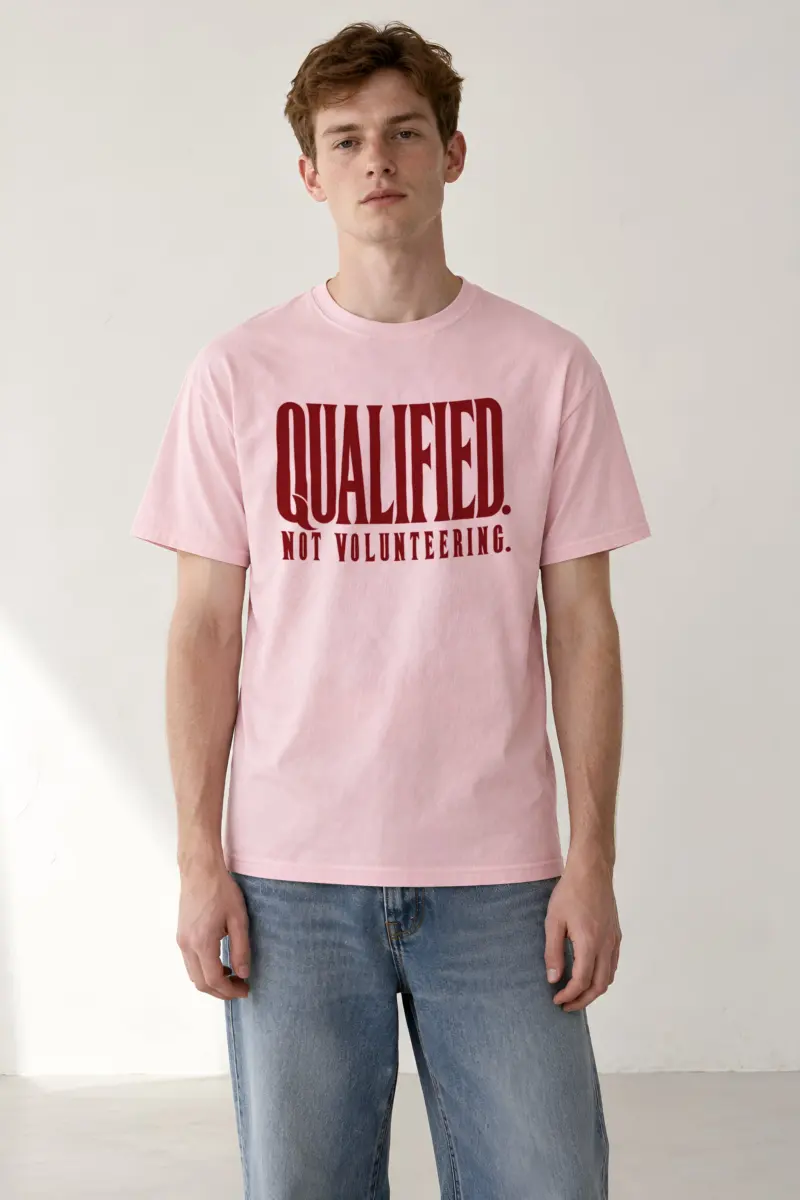 "Qualified. Not Volunteering." Heavyweight Unisex Crewneck T-shirt