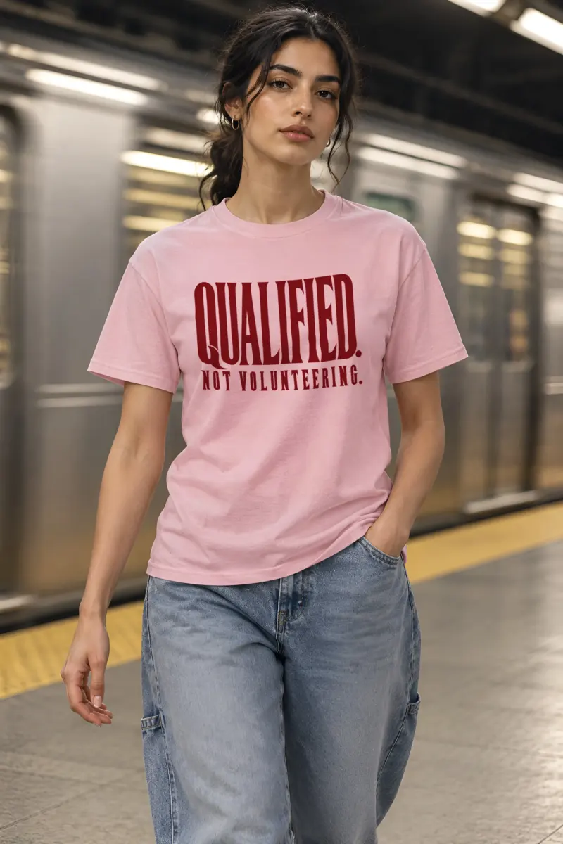 "Qualified. Not Volunteering." Heavyweight Unisex Crewneck T-shirt