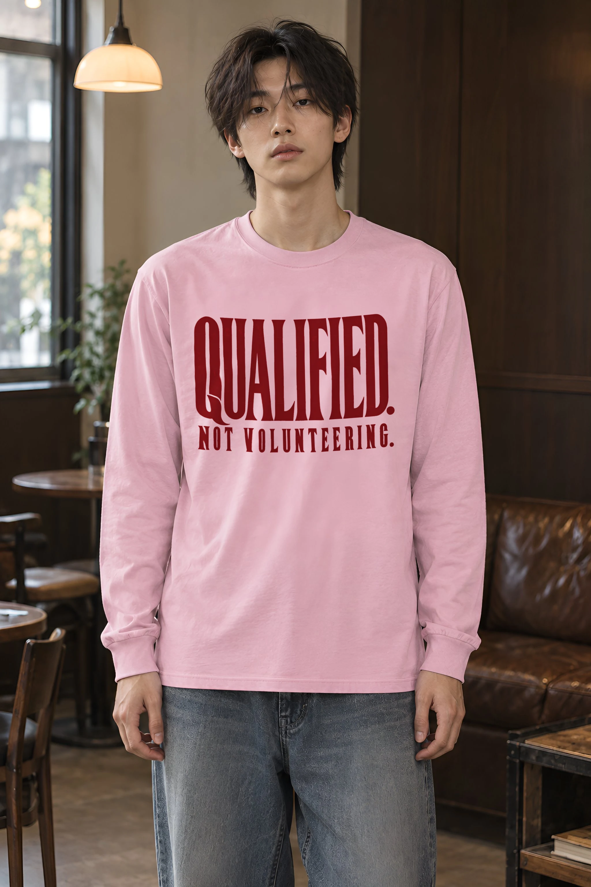 "Qualified. Not Volunteering." Unisex Longsleeve T-shirt