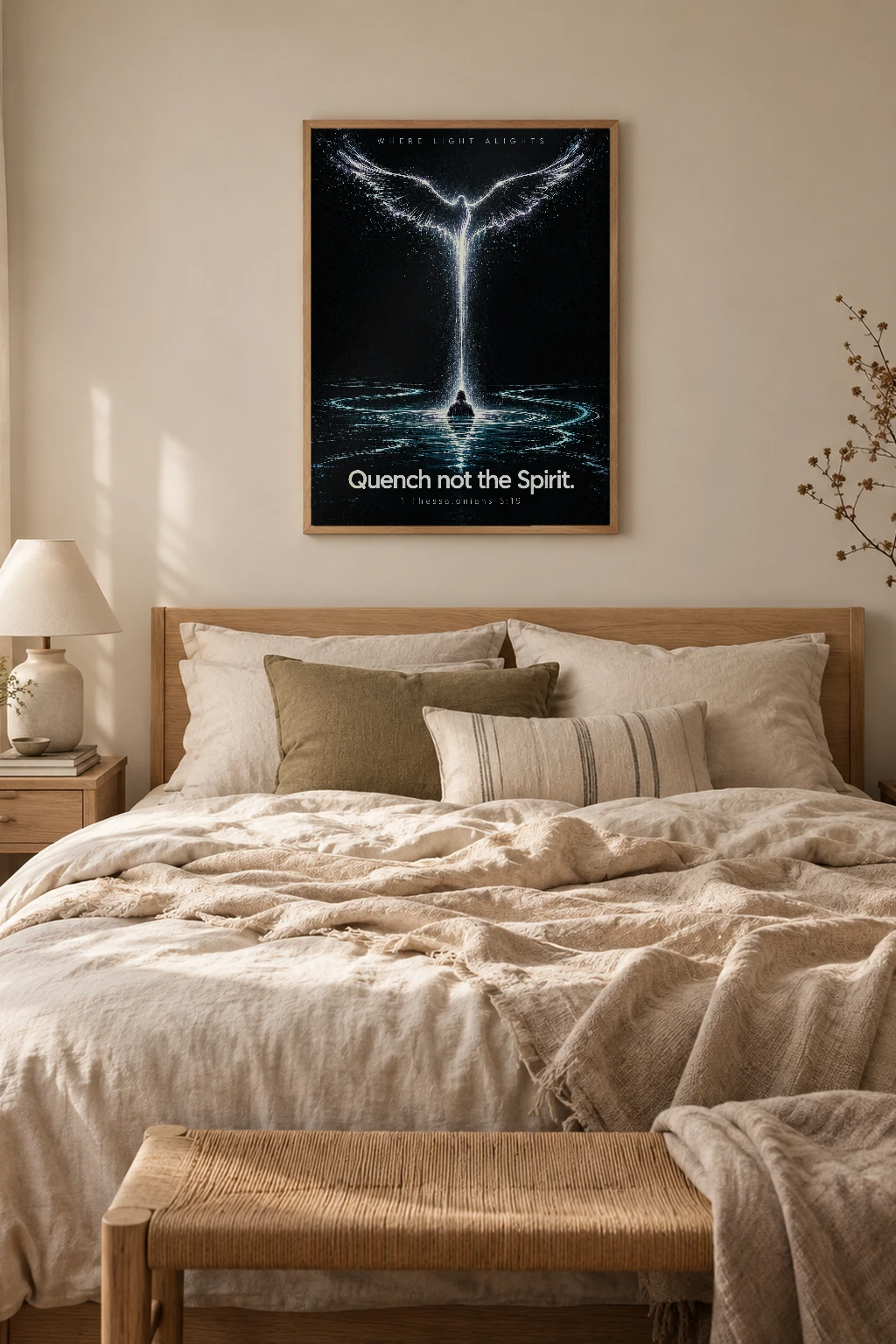 "Quench Not the Spirit" Premium Wooden Framed Poster