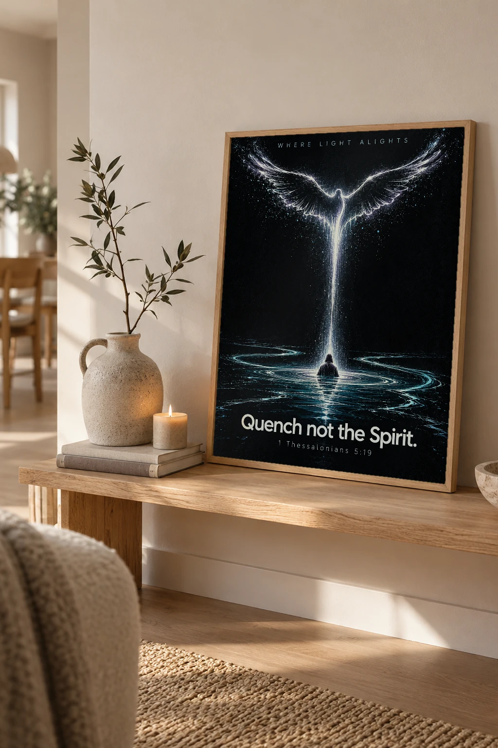 "Quench Not the Spirit" Premium Wooden Framed Poster