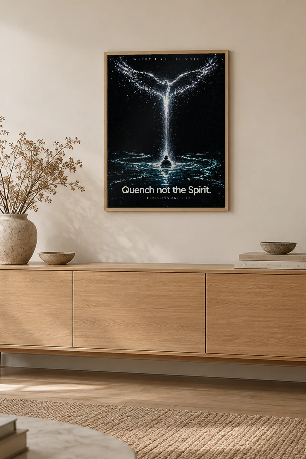 "Quench Not the Spirit" Premium Wooden Framed Poster