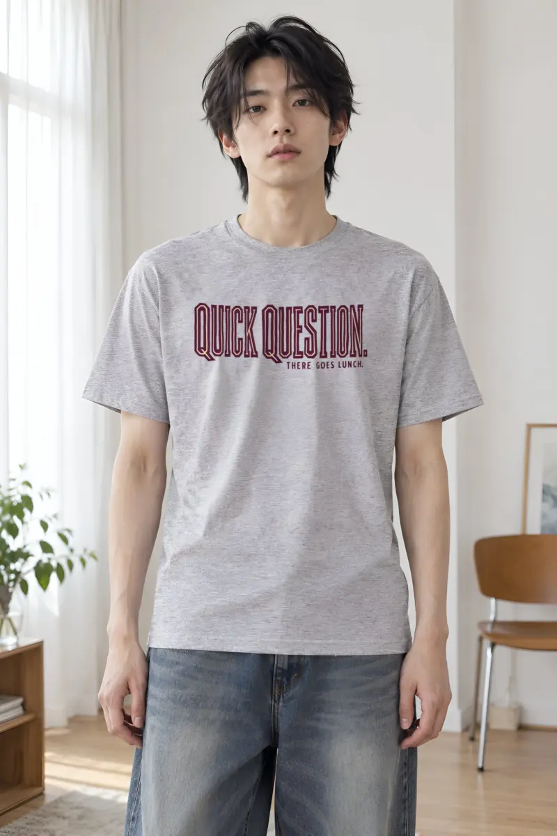 “Quick Question. There Goes Lunch.” Heavyweight Unisex Crewneck T-shirt
