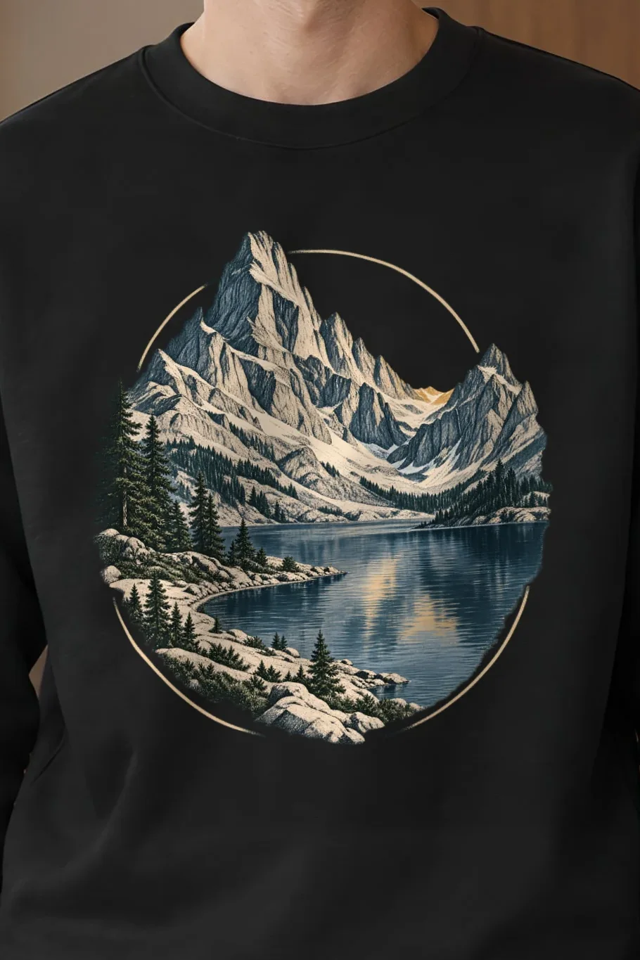 "Quiet Alpine Passage" 1 Crewneck Sweatshirt - the graphic up close