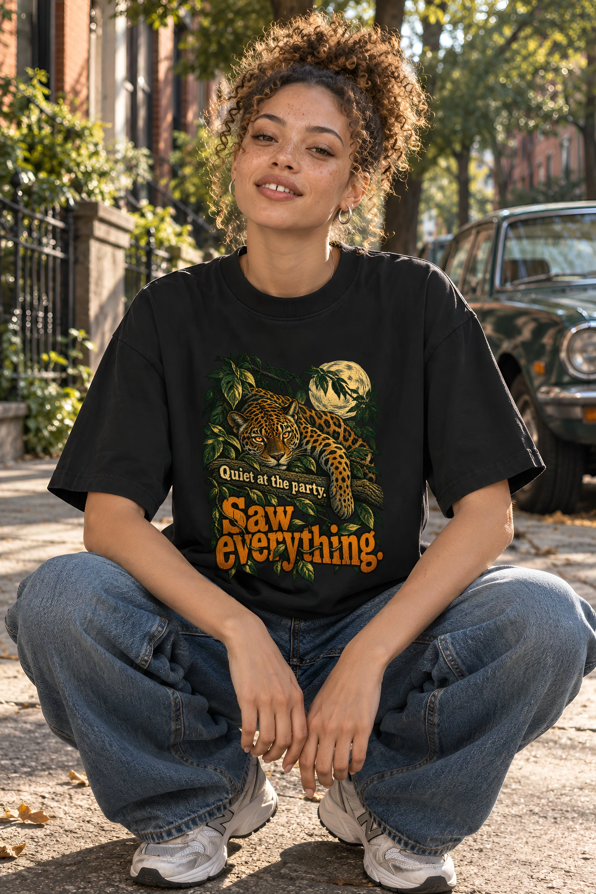 "Quiet at the Party" Unisex Oversized Heavyweight Crewneck T-Shirt