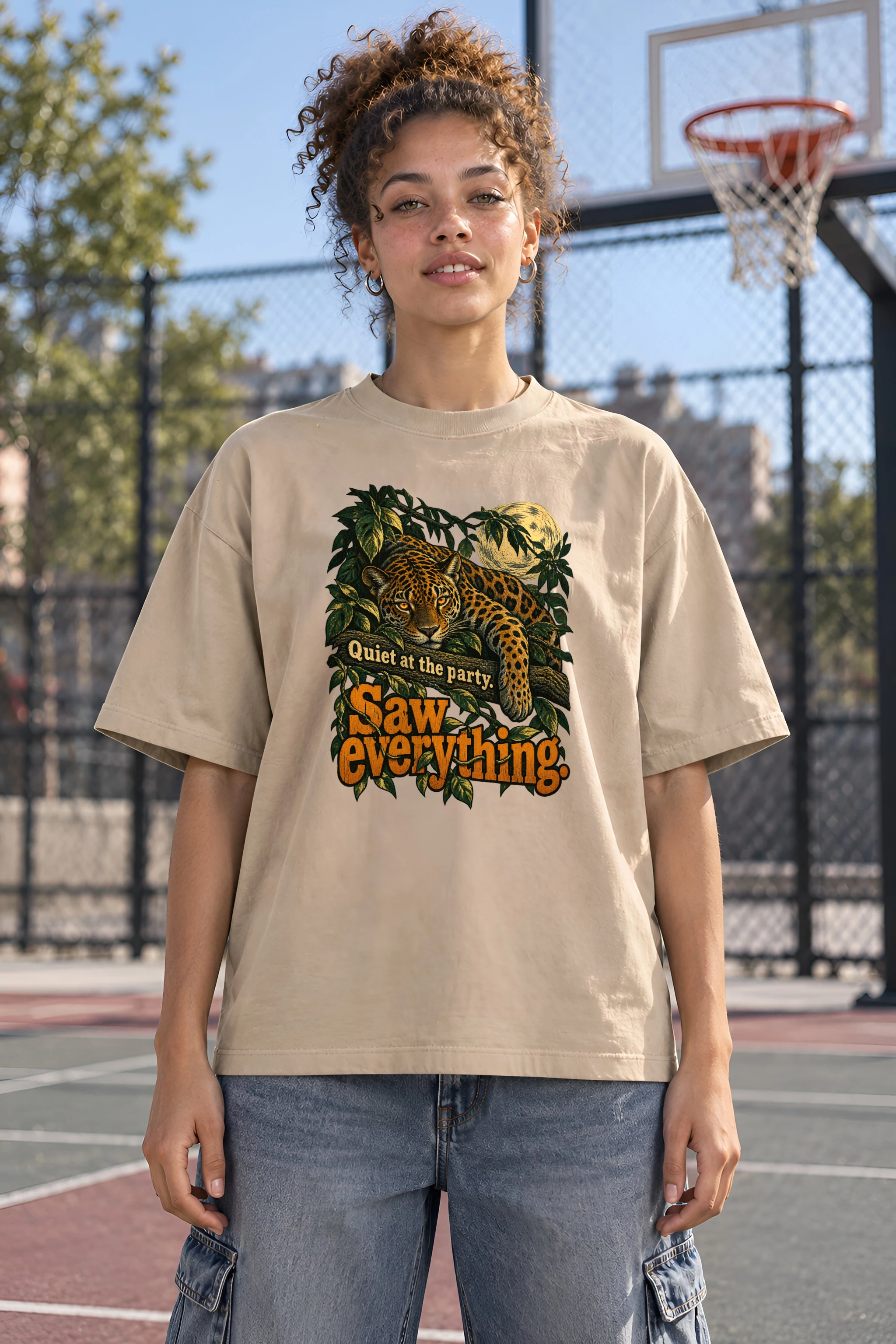 "Quiet at the Party" Unisex Oversized Heavyweight Crewneck T-Shirt