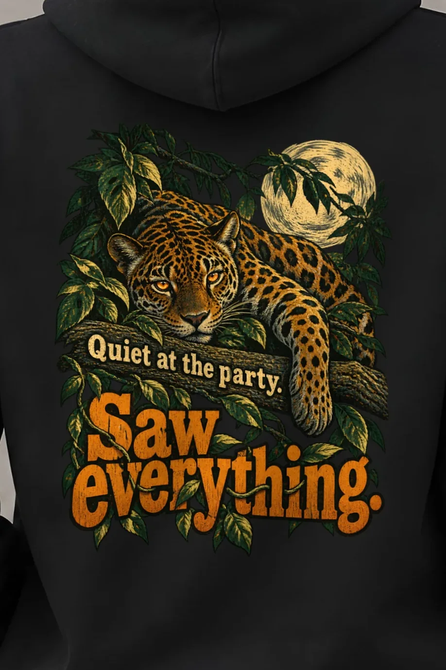 "Quiet At The Party" Unisex Pullover Hoodie - the graphic up close