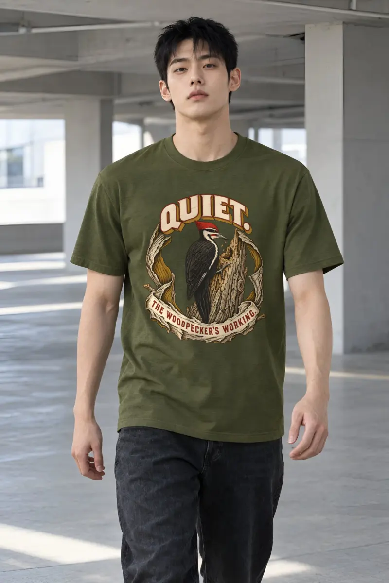 “Quiet The Woodpecker’s Working” Heavyweight Unisex Crewneck T-shirt