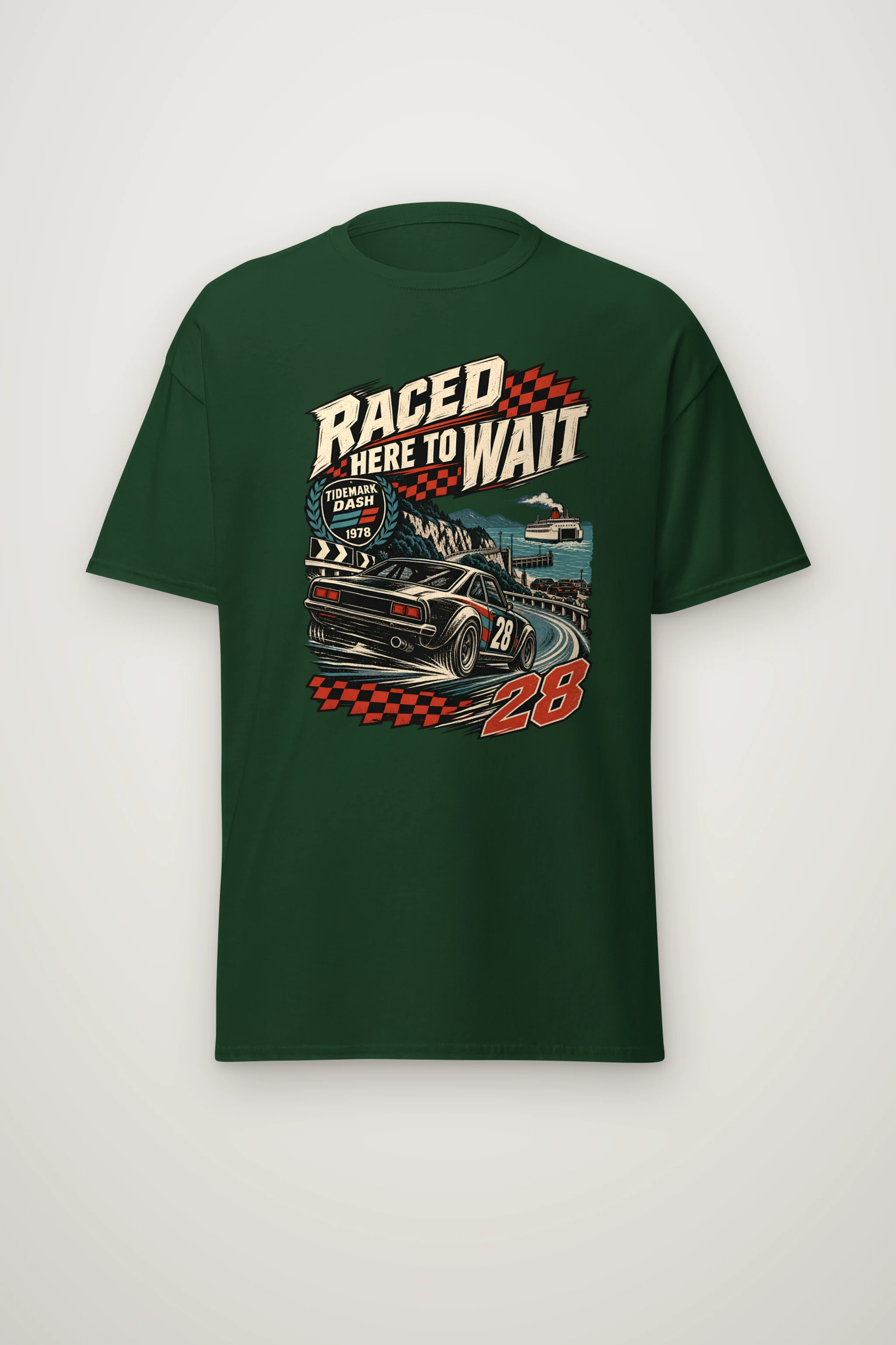 "Raced Here to Wait" Heavyweight Unisex Crewneck T-shirt