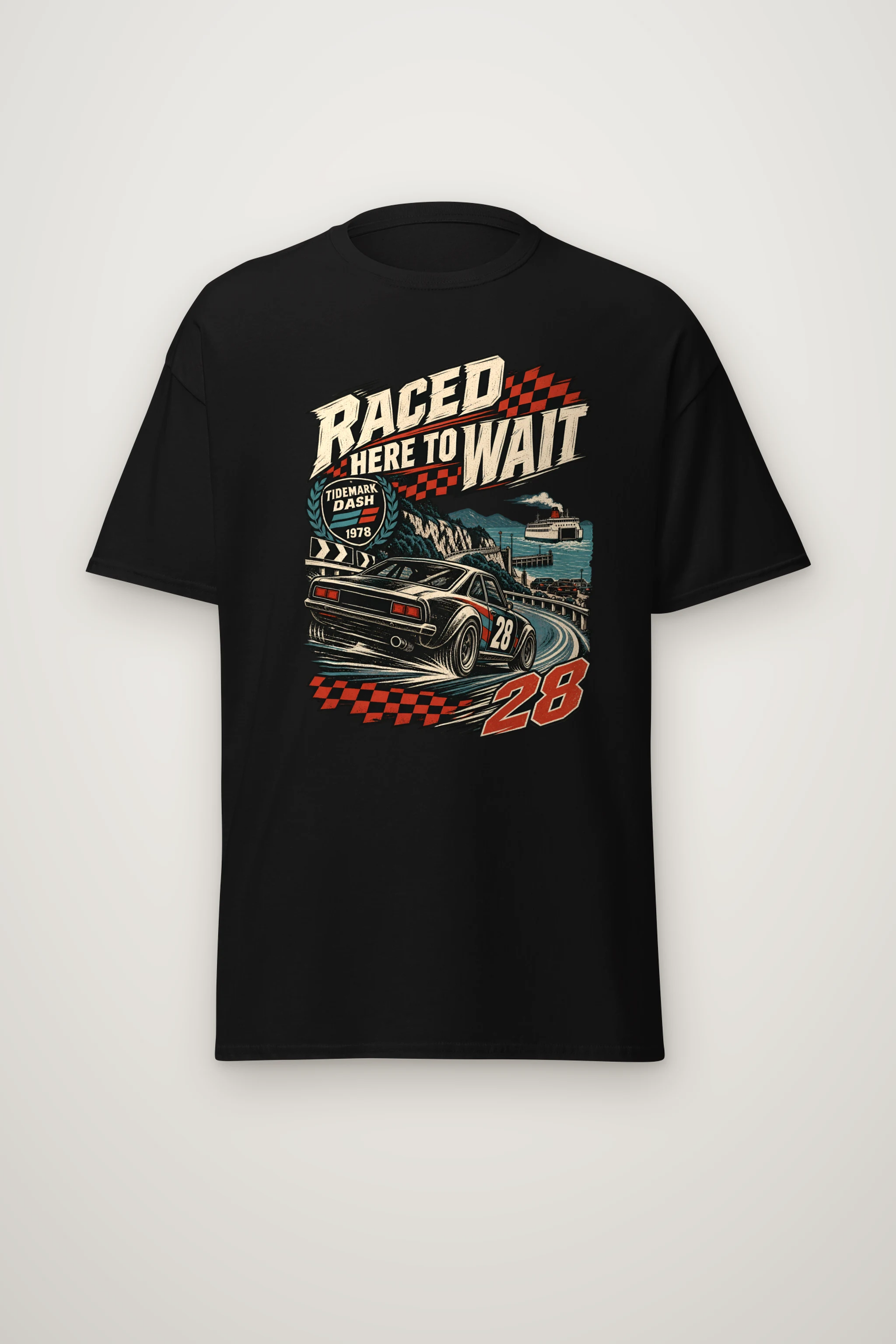 "Raced Here to Wait" Heavyweight Unisex Crewneck T-shirt