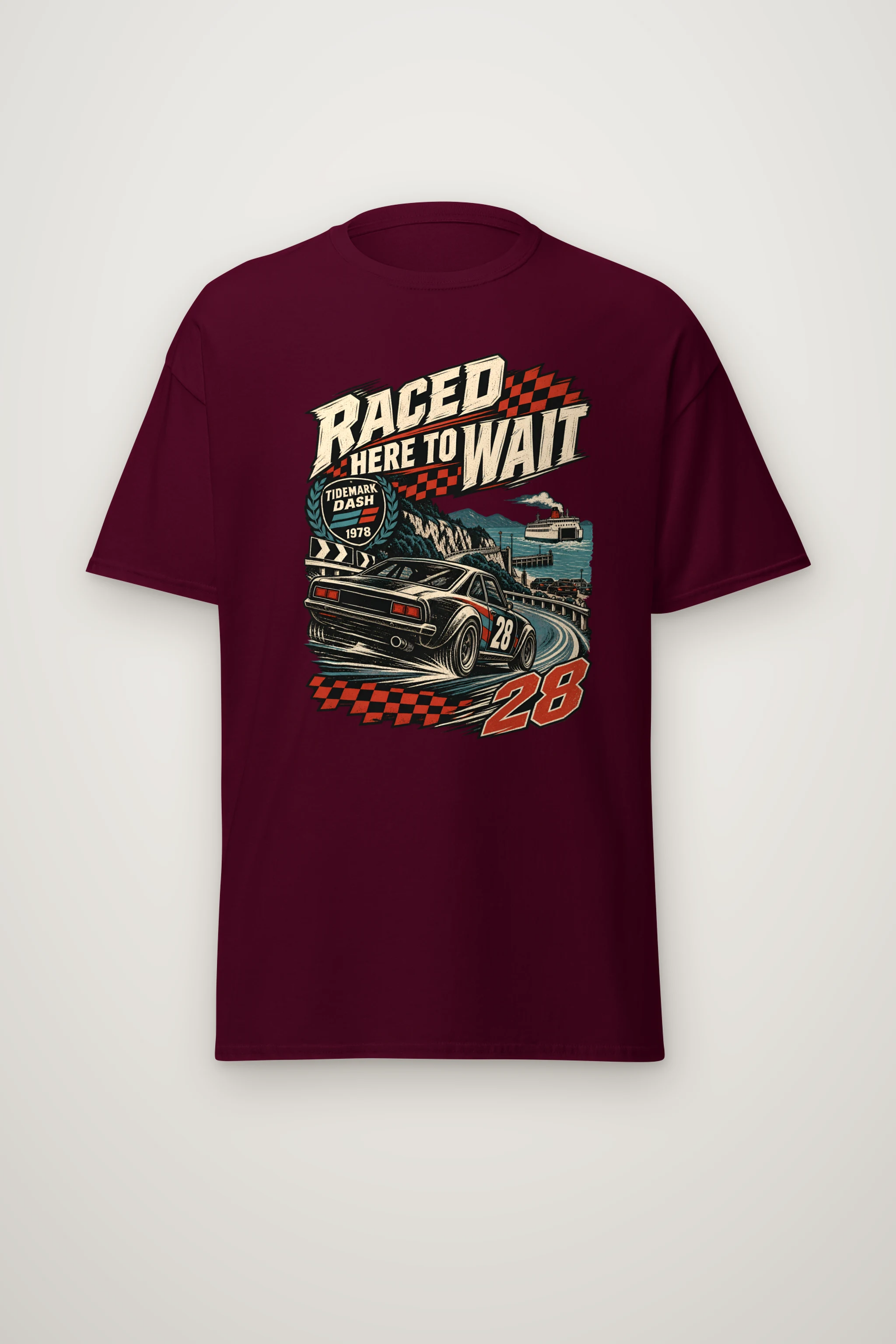 "Raced Here to Wait" Heavyweight Unisex Crewneck T-shirt