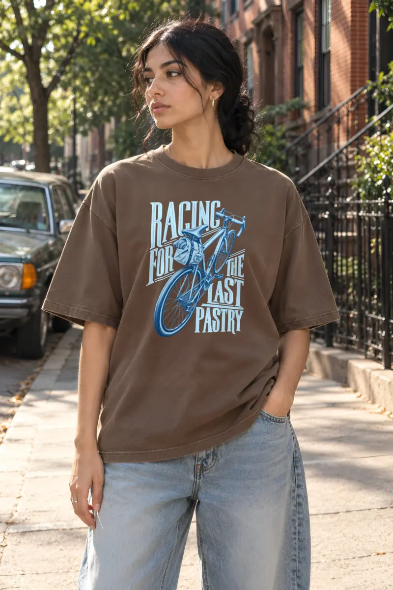 "Racing For The Last Pastry" Unisex Oversized Heavyweight Crewneck T-Shirt