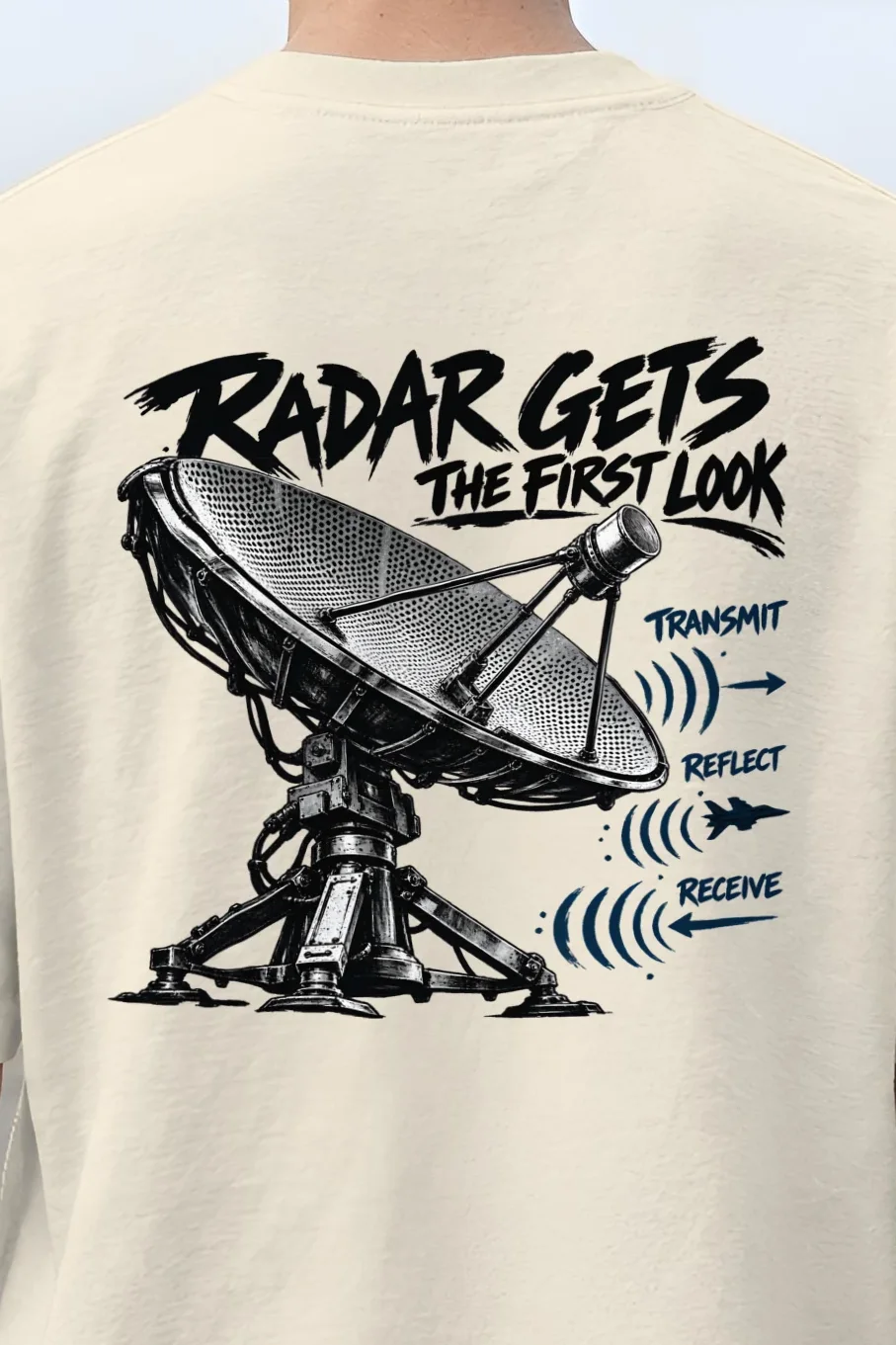 "Radar Gets the First Look" Men’s Oversized Heavyweight Crewneck T-Shirt - the graphic up close